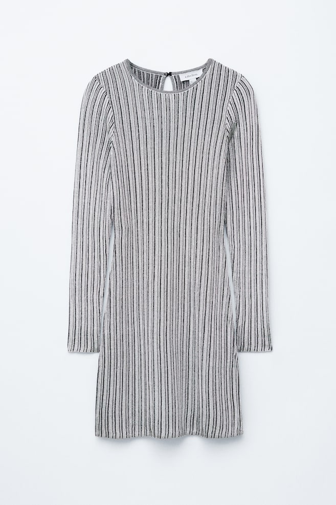 Minivestido de punto de canalé de manga larga - Plata/Oro - 1