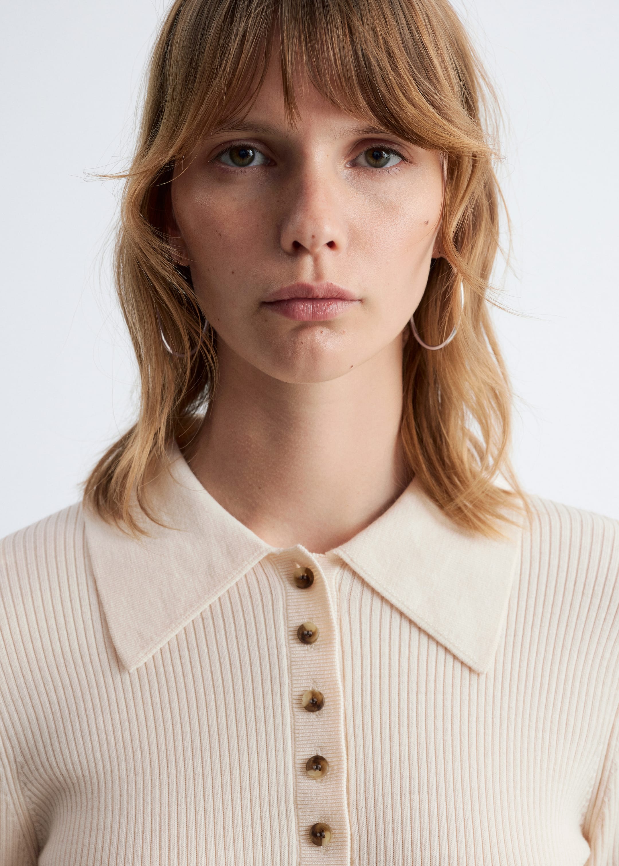 Visualizza immagine più grande: Maglia stile polo in lana merino a maniche lunghe - Bianco crema - DONNA | H&M IT 2