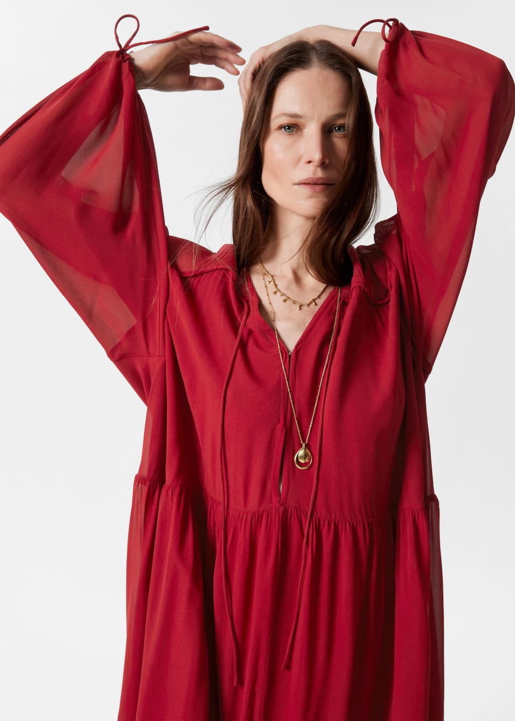 Robe longue fluide - Rouge foncé - Lookbook
