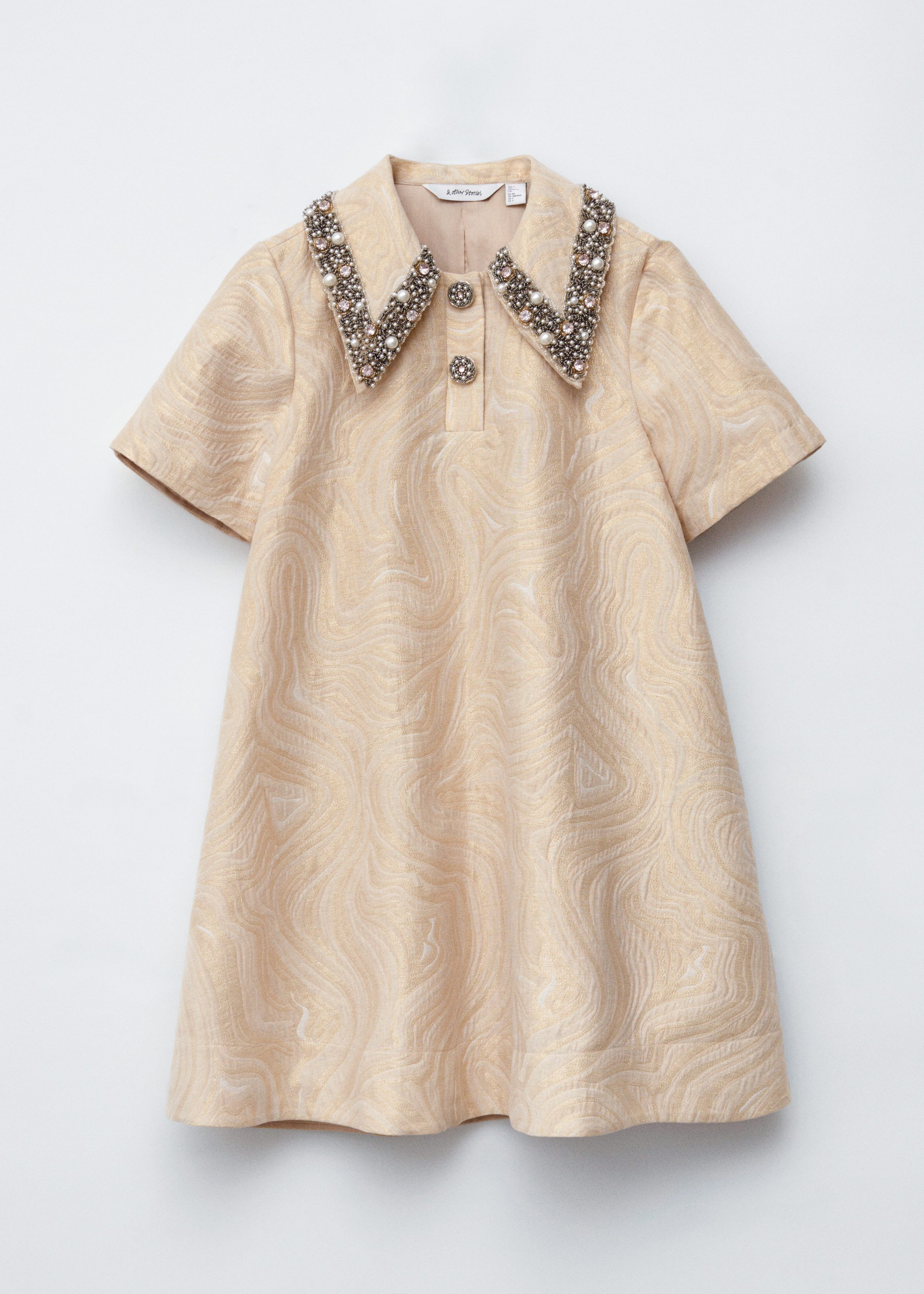 Short-Sleeve Jacquard Mini Dress