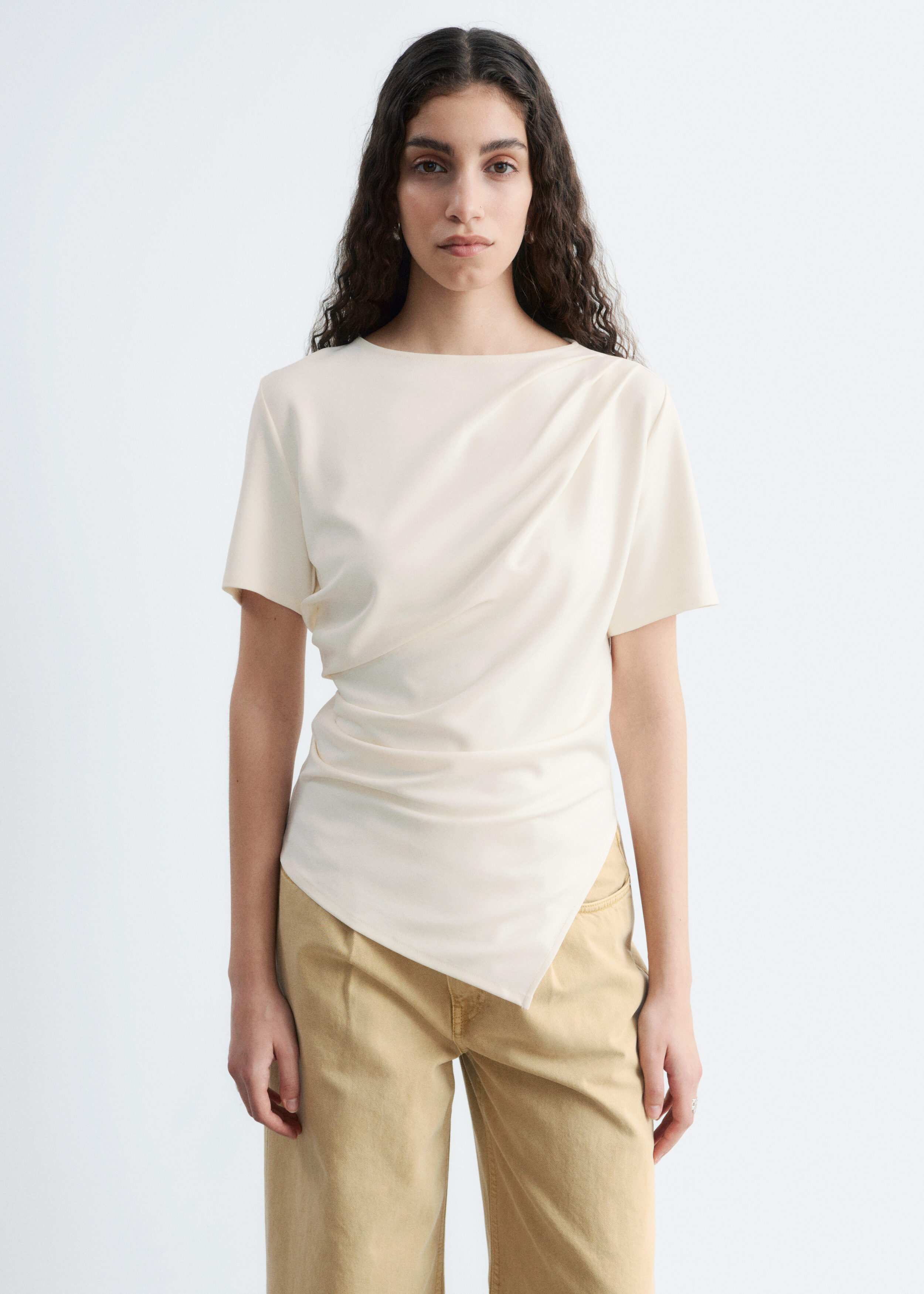 Draped Asymmetric T-shirt - White - & Other Stories US