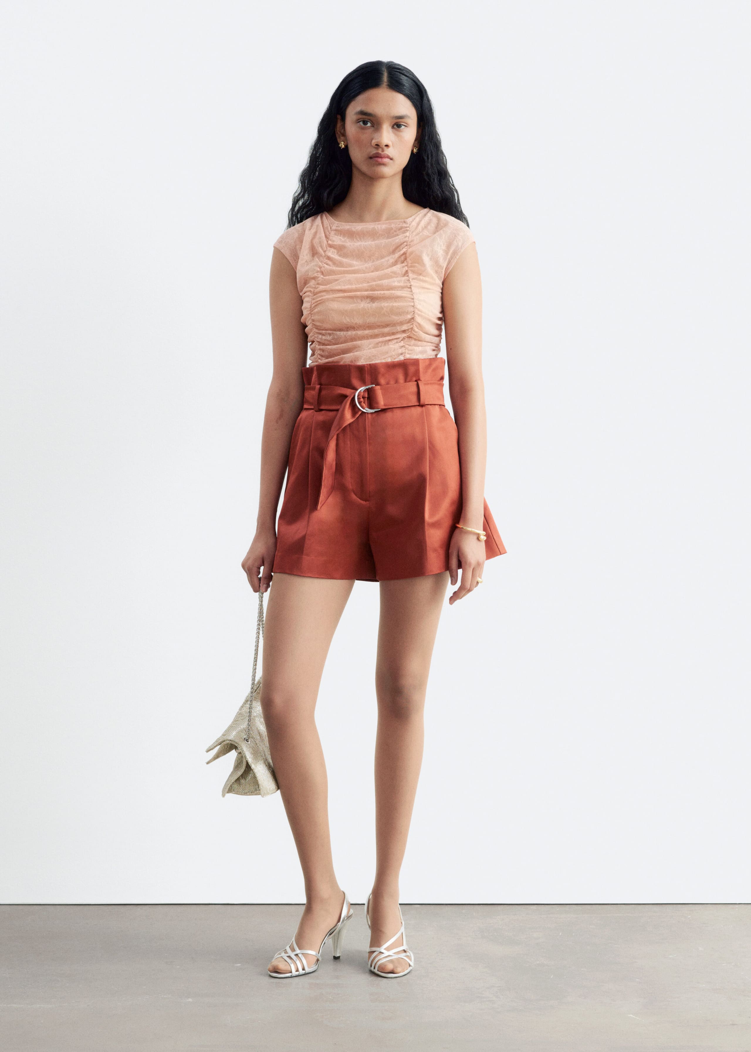 Paperbag Waist Shorts - Rost - Lookbook