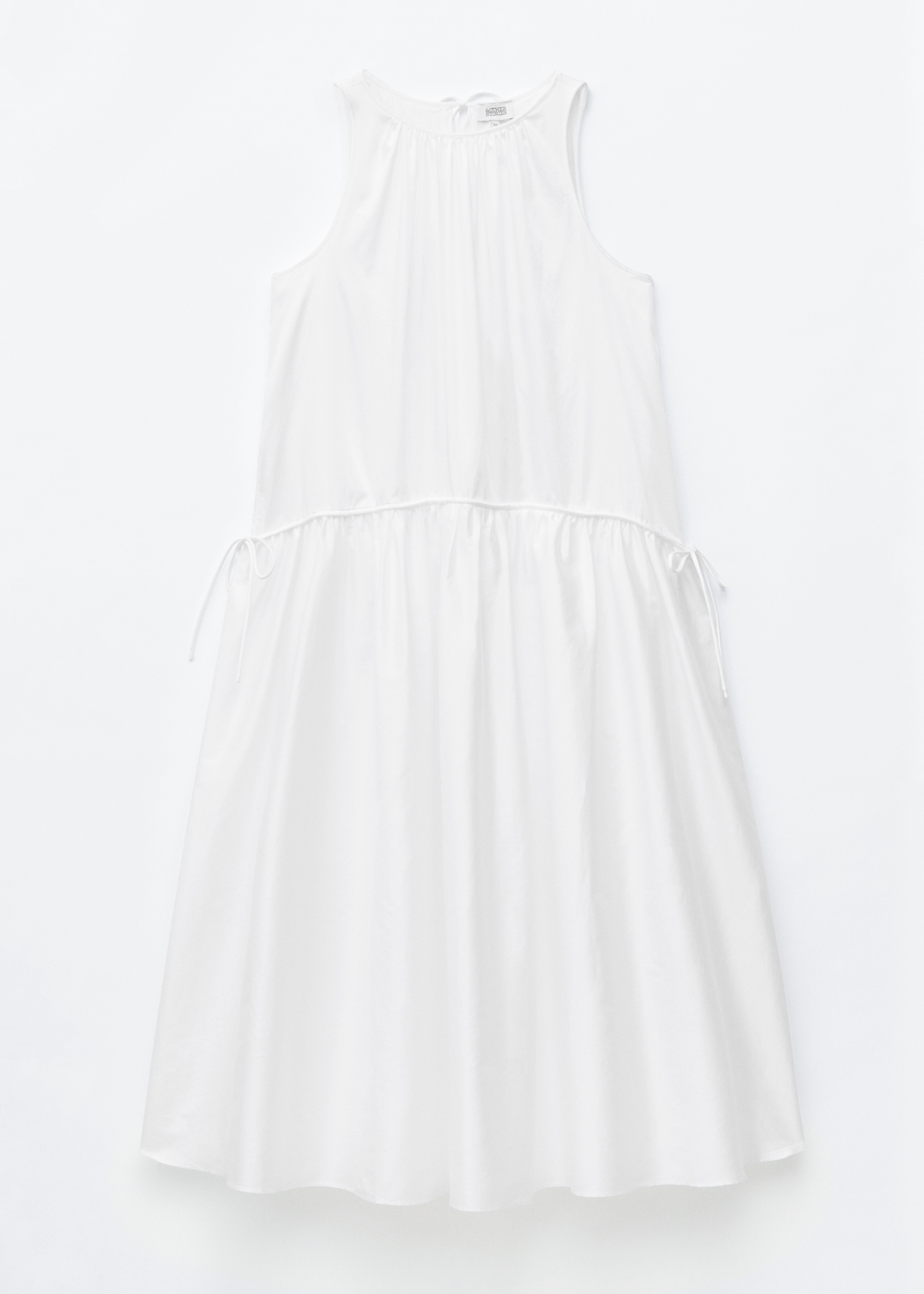 Maxivestido fruncido de algodón - Blanco/Negro