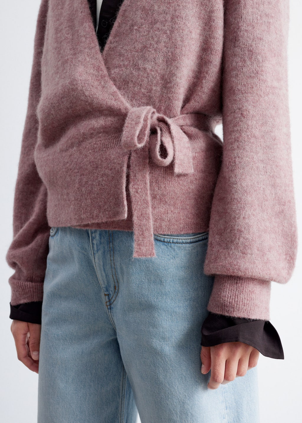 Image of Mohair-Blend Knitted Wrap Cardigan