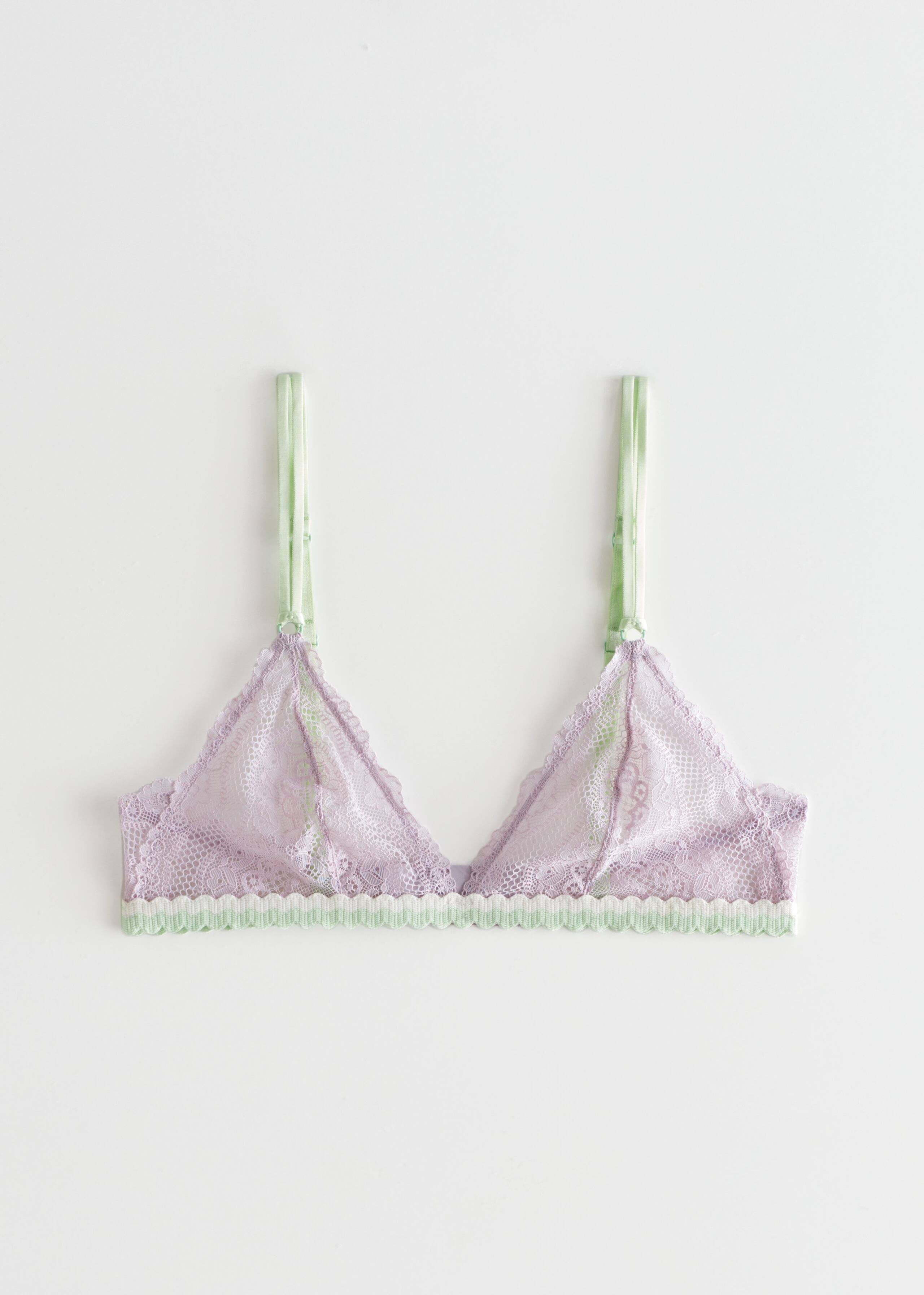 Floral Lace Triangle Soft Bra - Lilac - Still Life