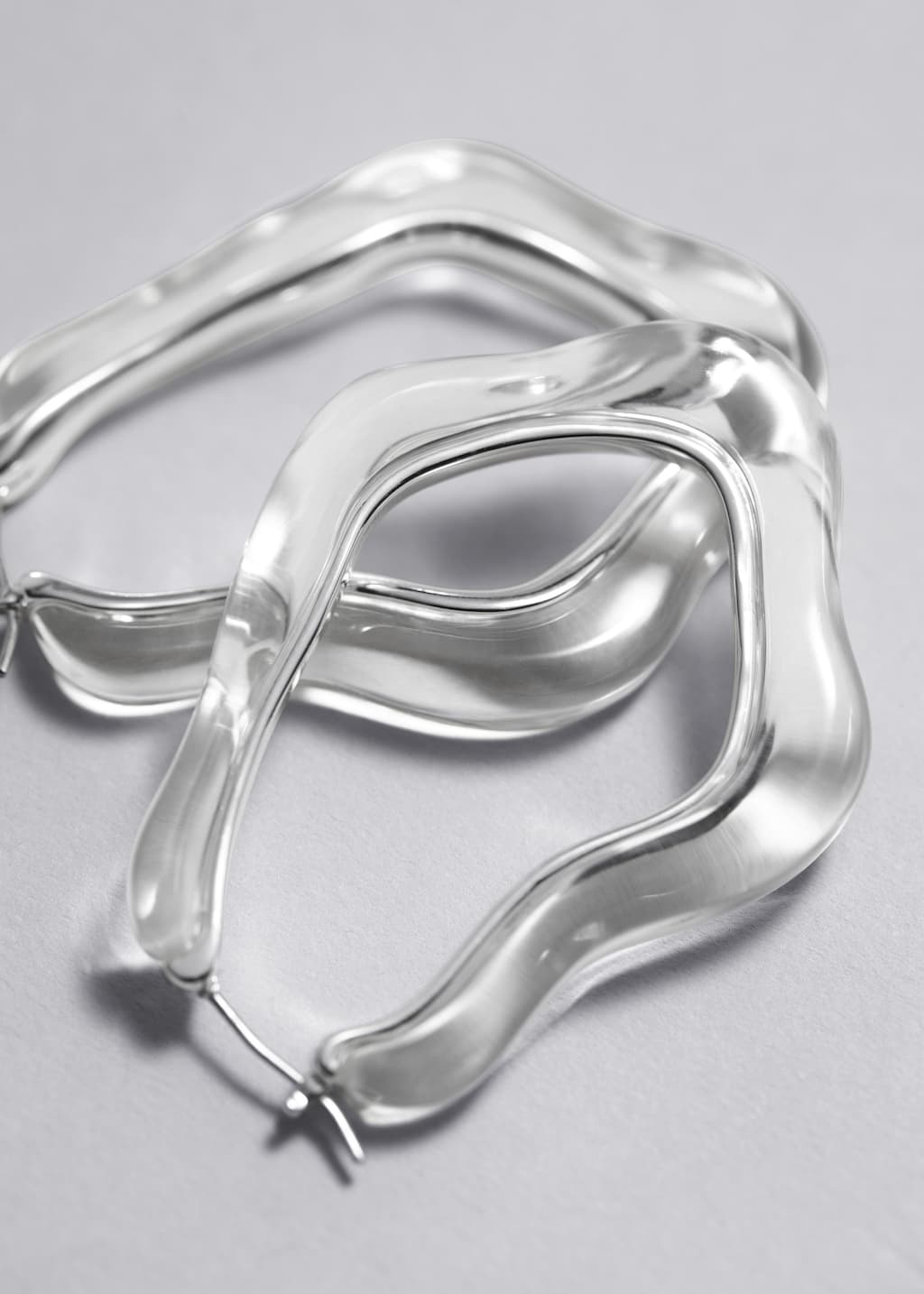 Asymmetric Glass Hoops - Transparent - Still Life