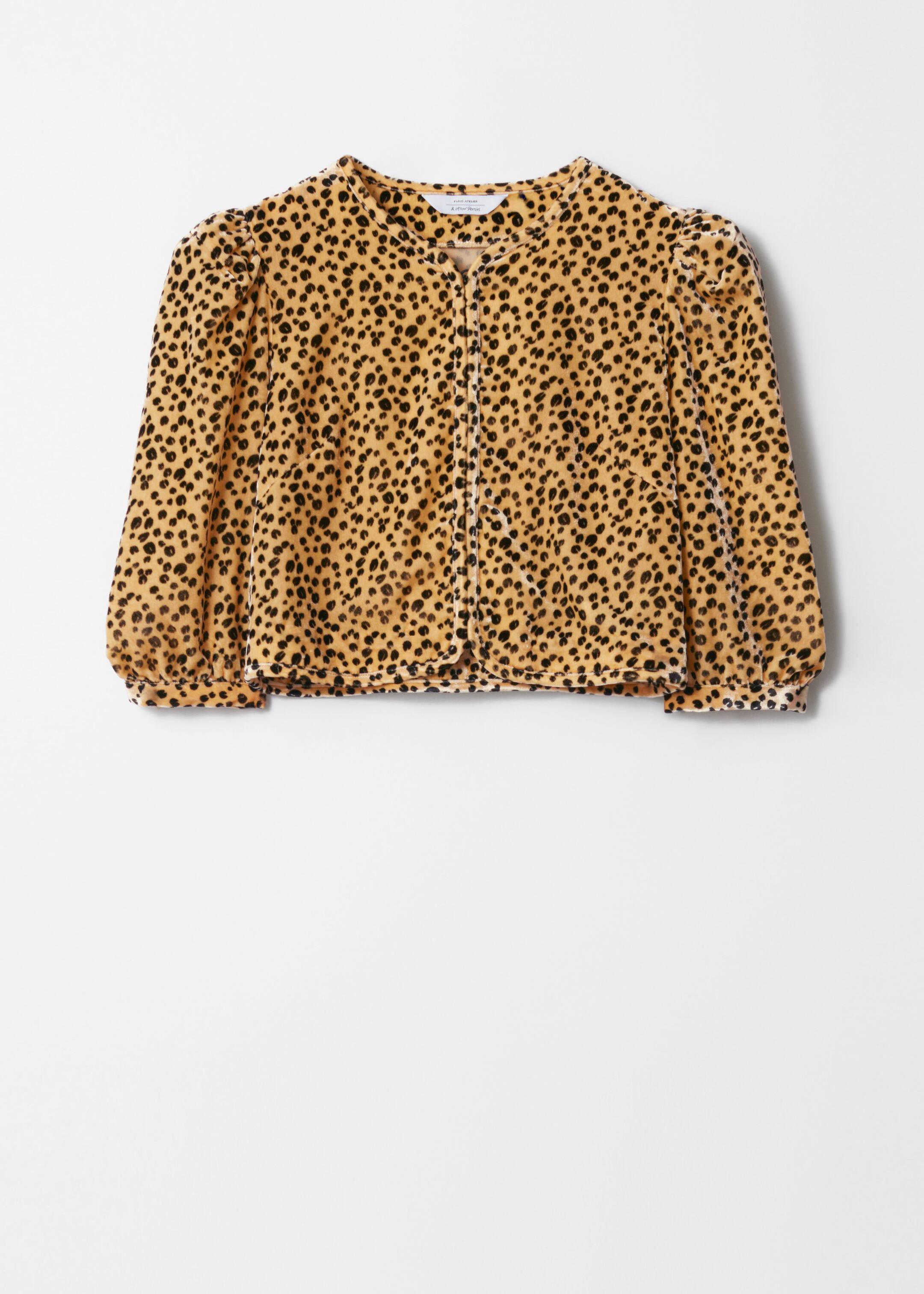 Grotere afbeelding bekijken: Fluwelen cropped blouse - Dierenprint - DAMES | H&M NL 1