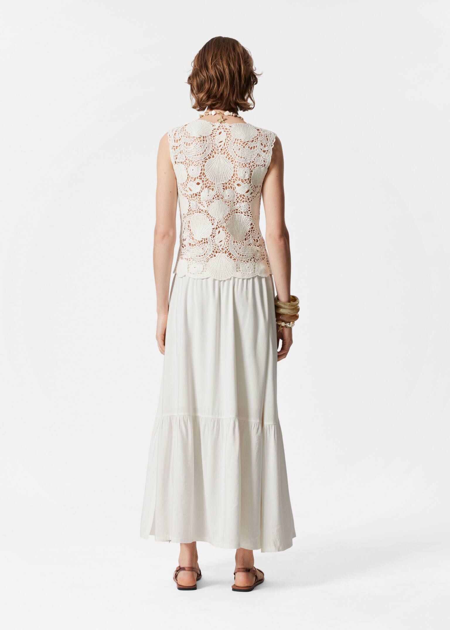 Top vestă croșetat - Alb - 4