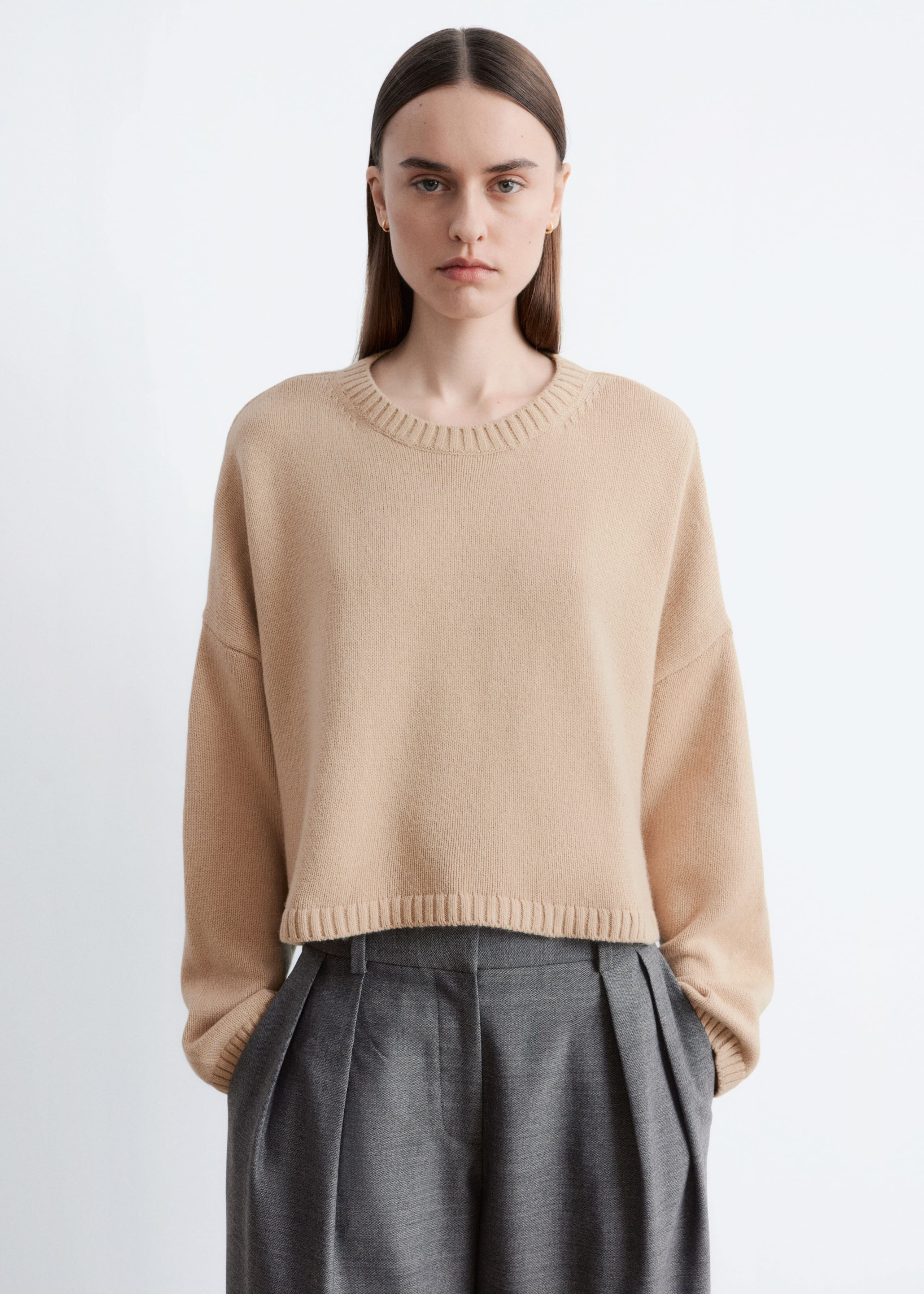 Cropped Cashmere-Blend Jumper - Beige - Lookbook