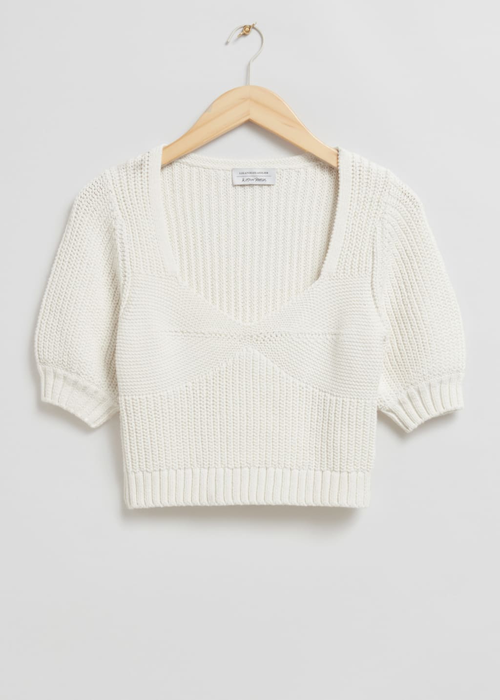 Cropped Sweetheart Bustier Knit Top - Cream - Still Life