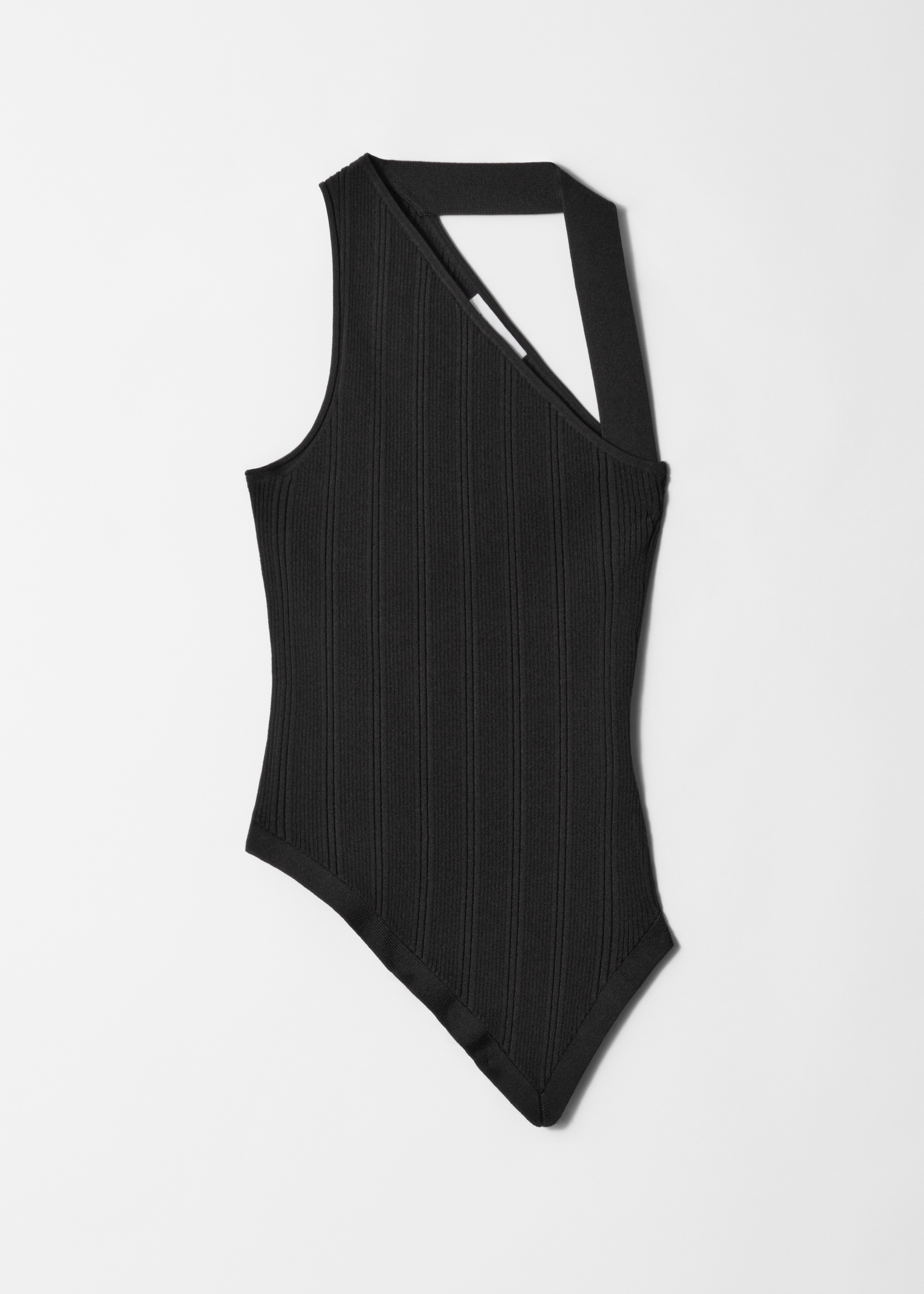Asymmetrische ribgebreide top - Black