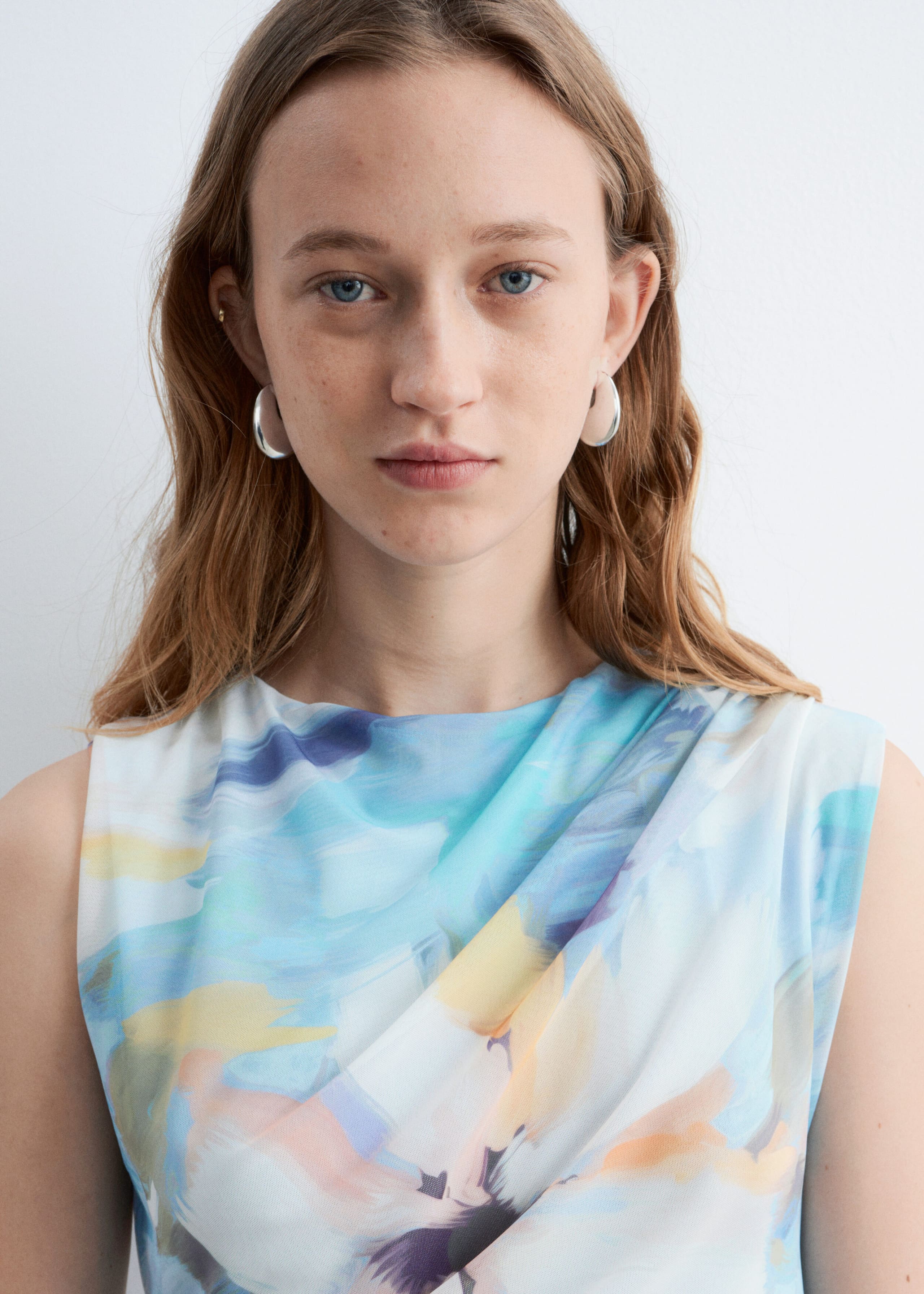 Image of Draped Sleeveless Midi Dress