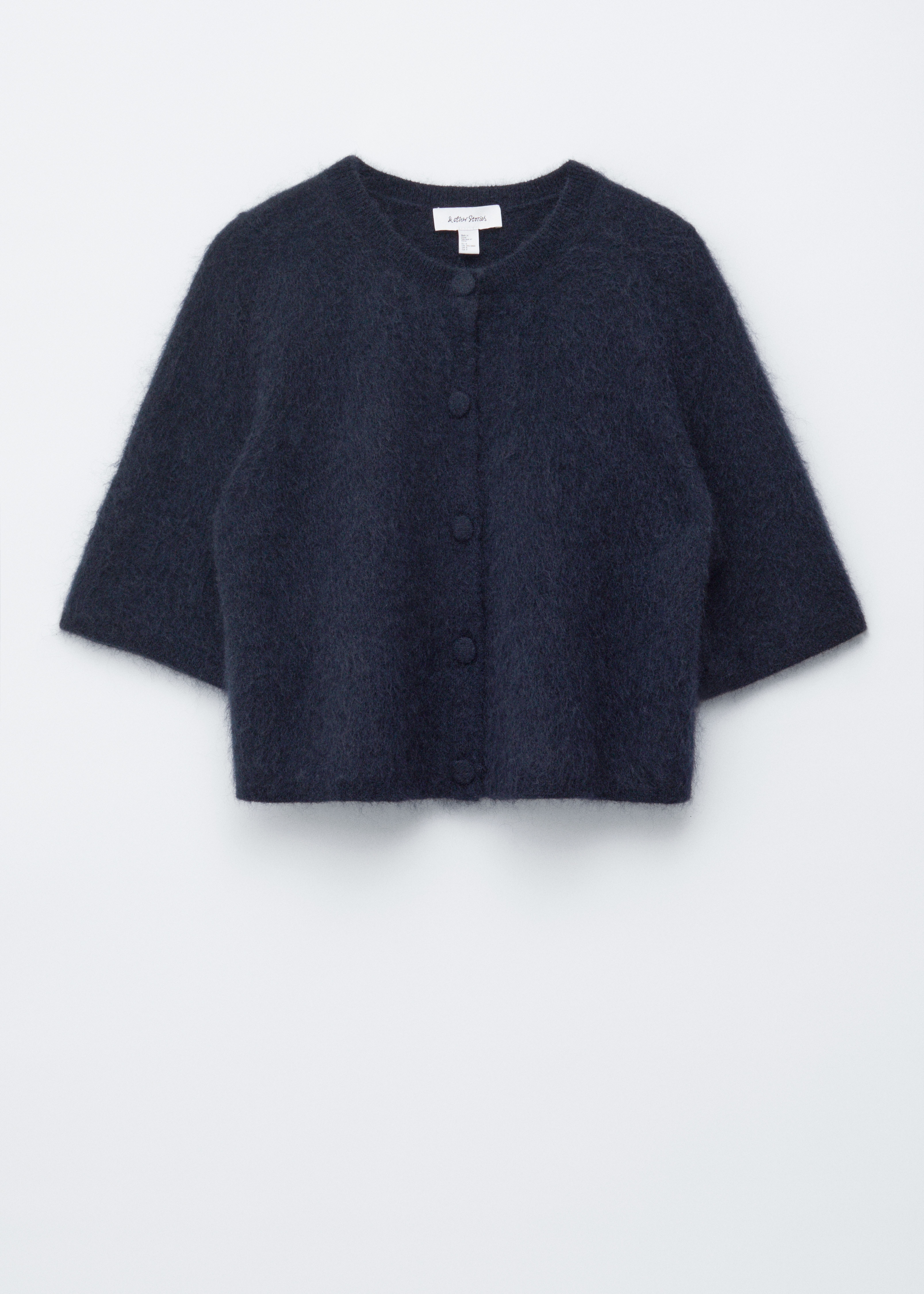 Gebreid vest van een mohairmix - Donkerblauw/Donkerbruin/Beige