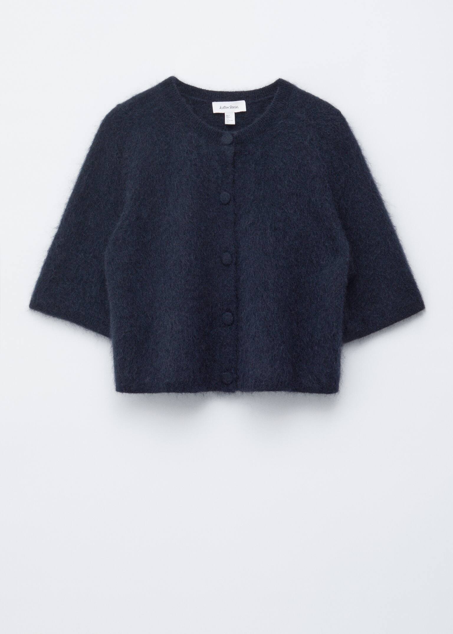 Knitted Mohair-Blend Cardigan - Dark Blue/Dark Brown - 2