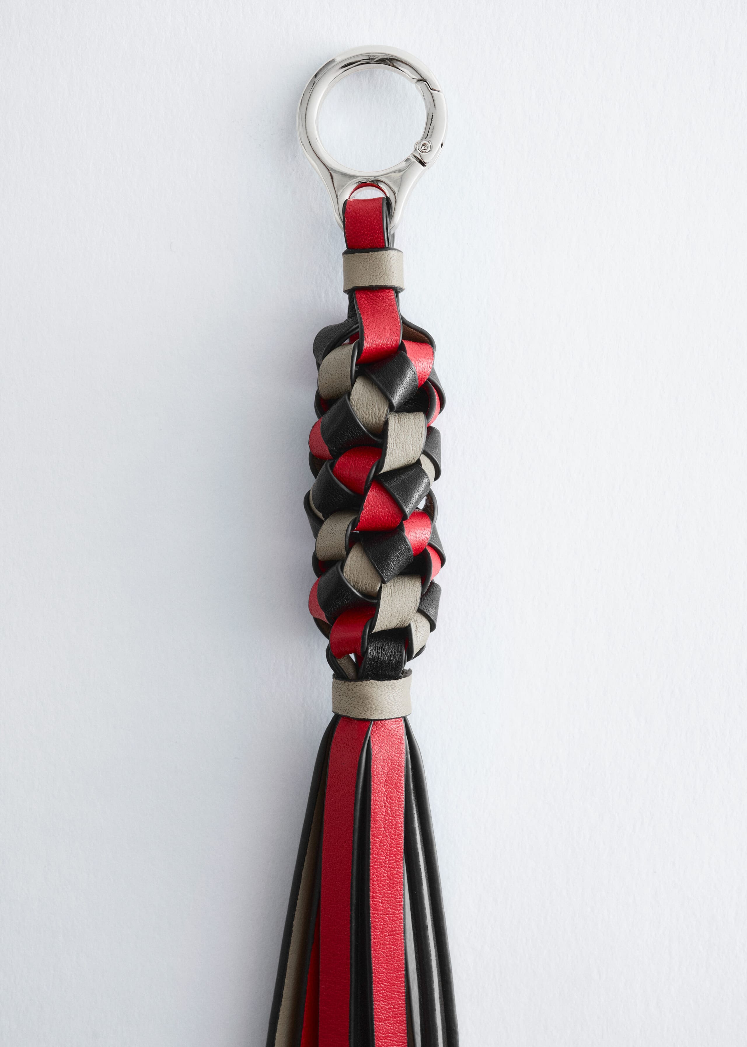 Leather Tassel Bag Charm - Red/Black/Grey - Still Life