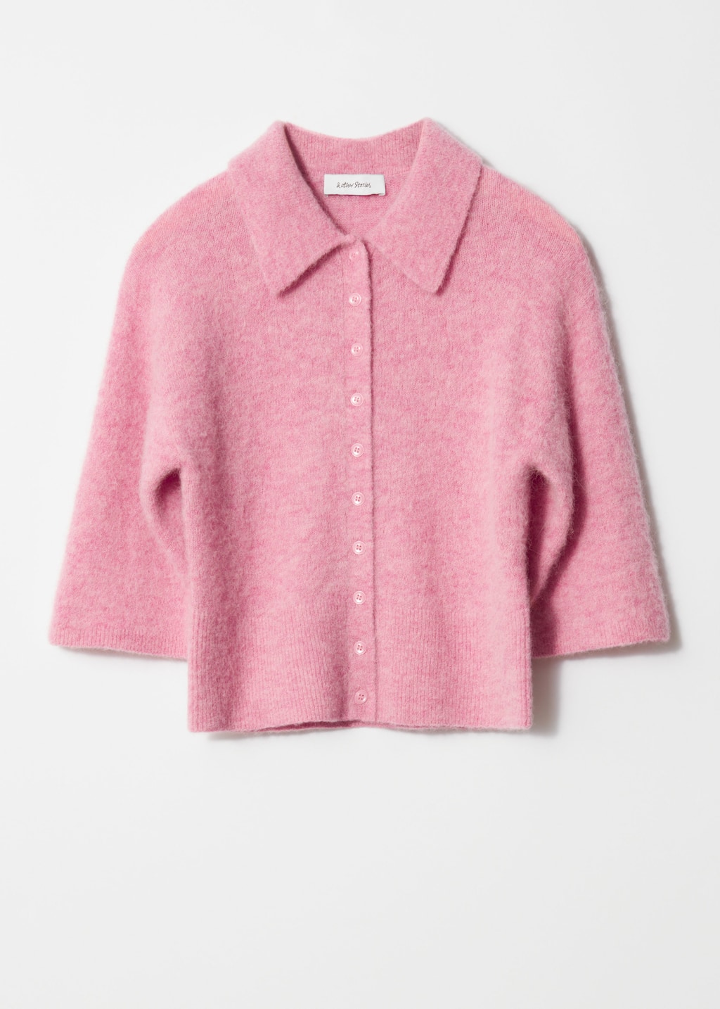 Alpaca-Blend Short-Sleeve Cardigan - Pink - Still Life