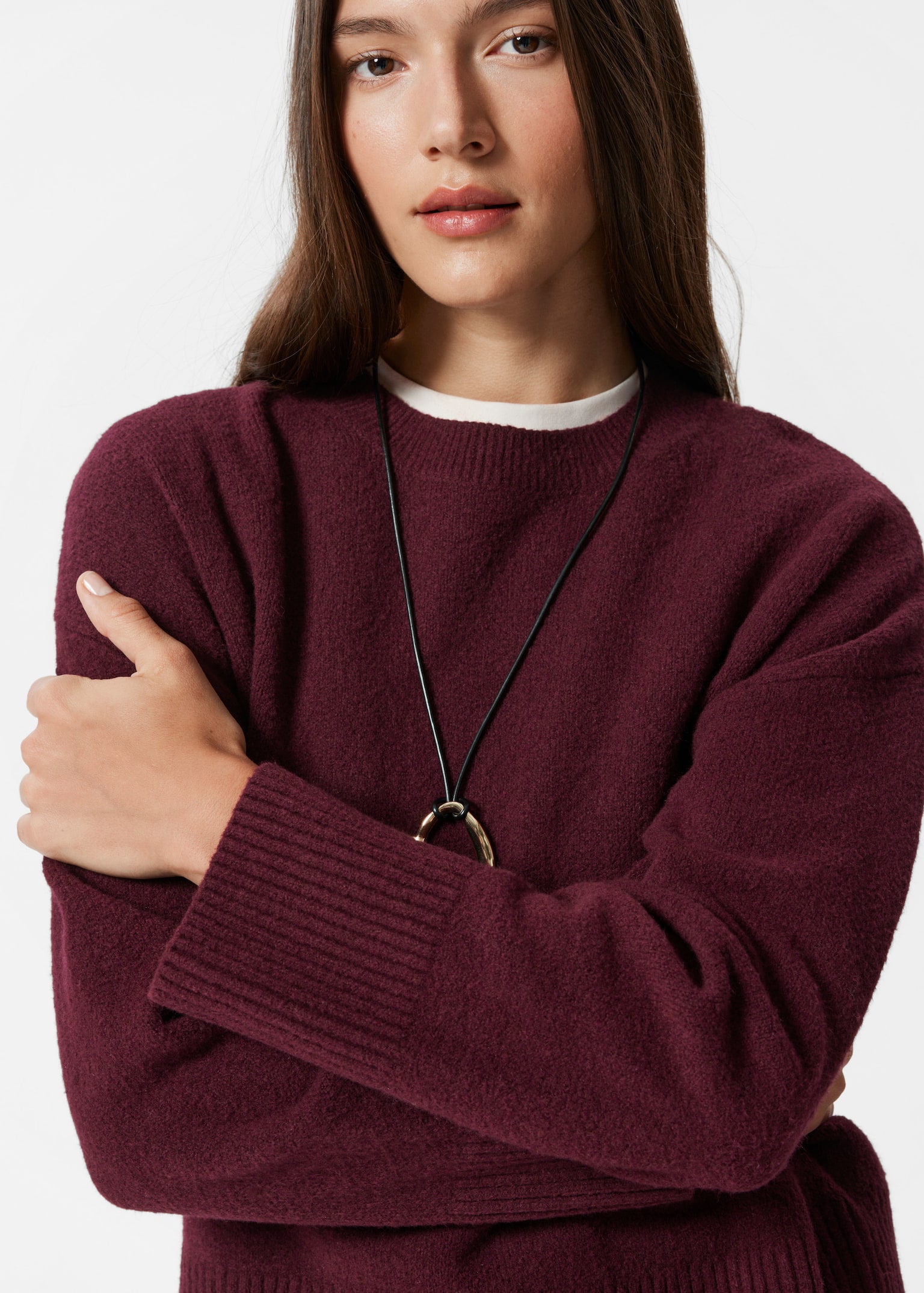 Relaxed Knit Jumper - Dark Red/Grey Melange/Dark Blue/Mole Beige/White/Black/Cerise Pink/Mole/Navy/Dusty Blue - 6