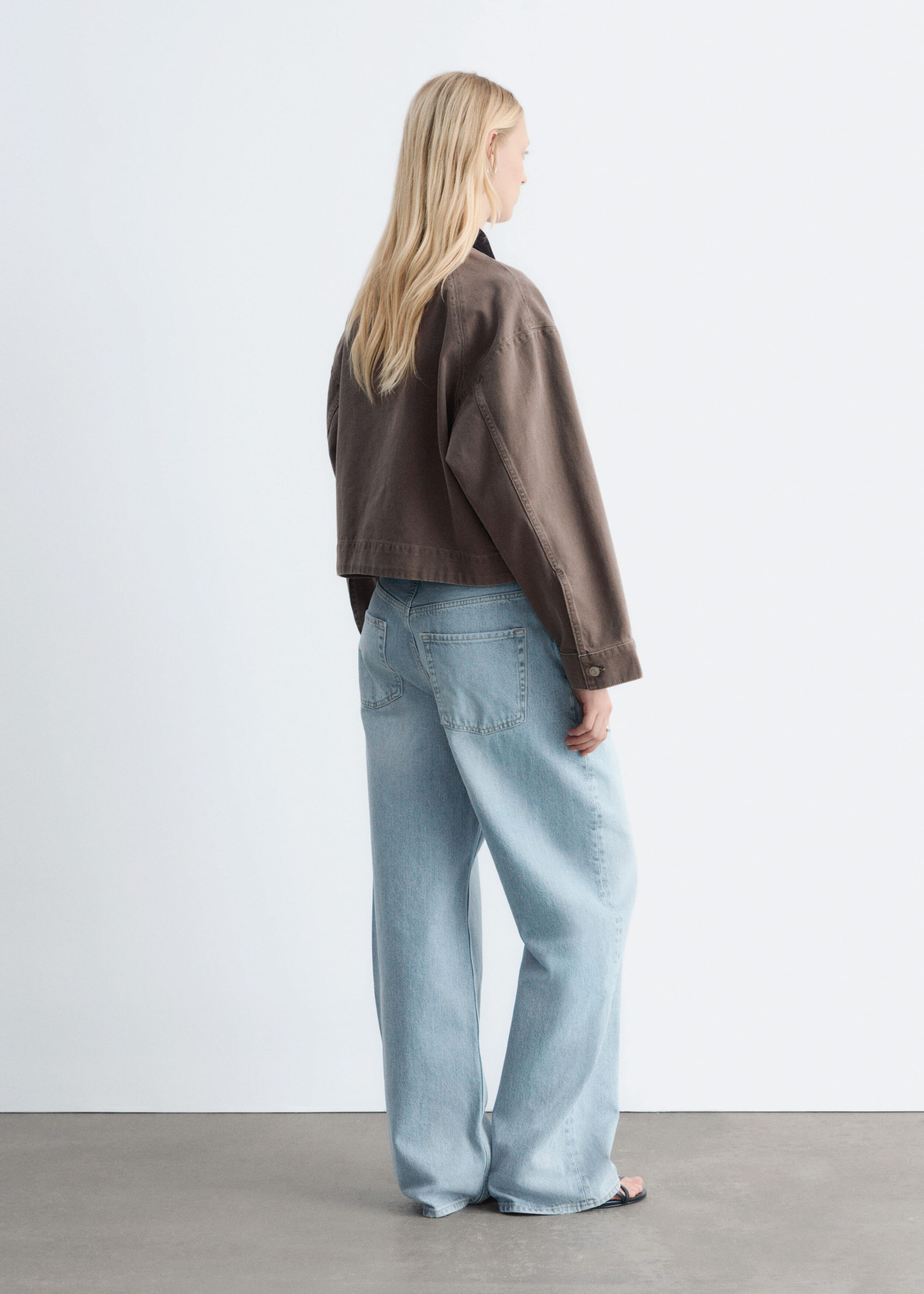 Image of Short Cord-Collar Denim Jacket