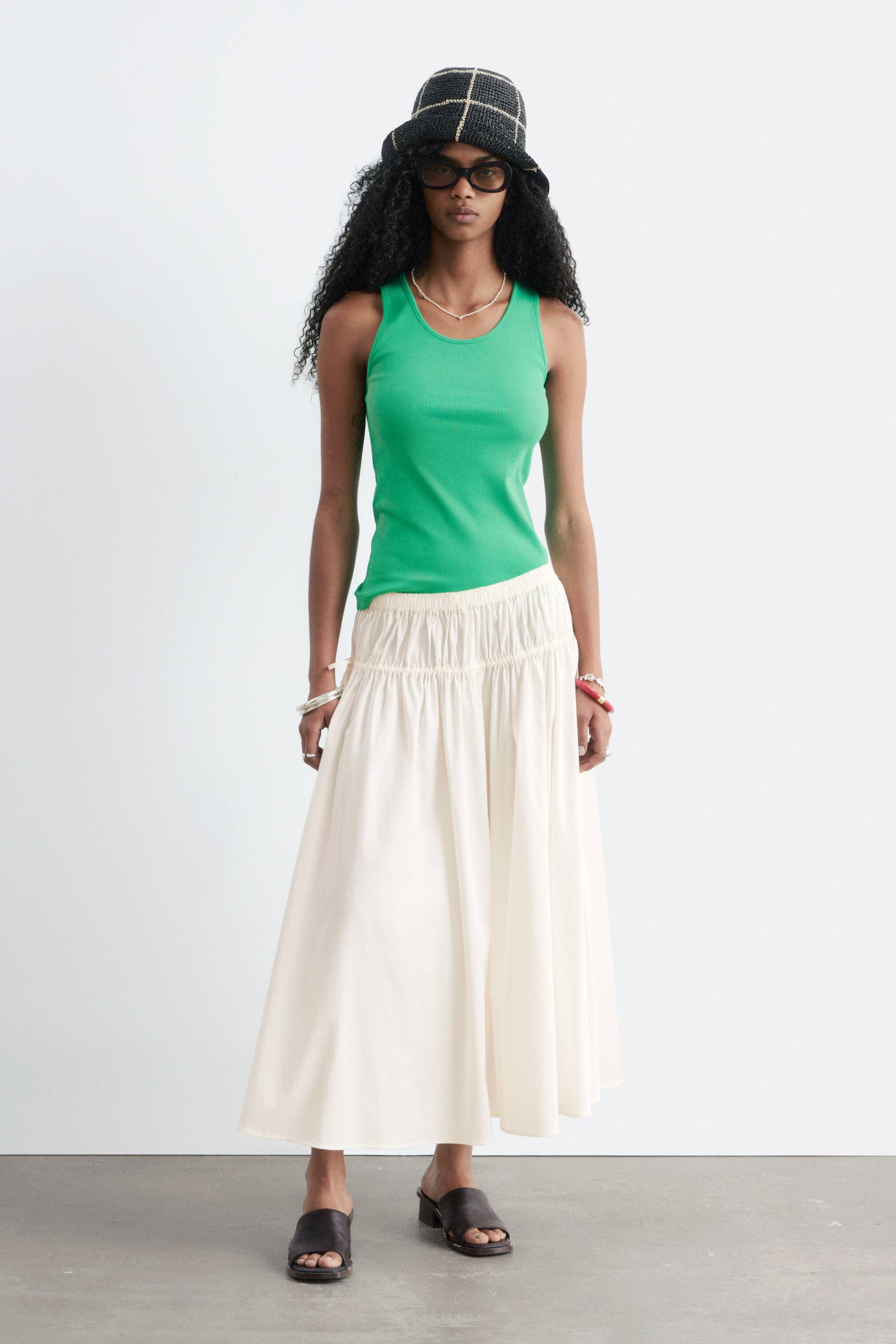 Größeres Bild anzeigen: Midirock mit Kordelzug - Weiß - Ladies | H&M AT 1