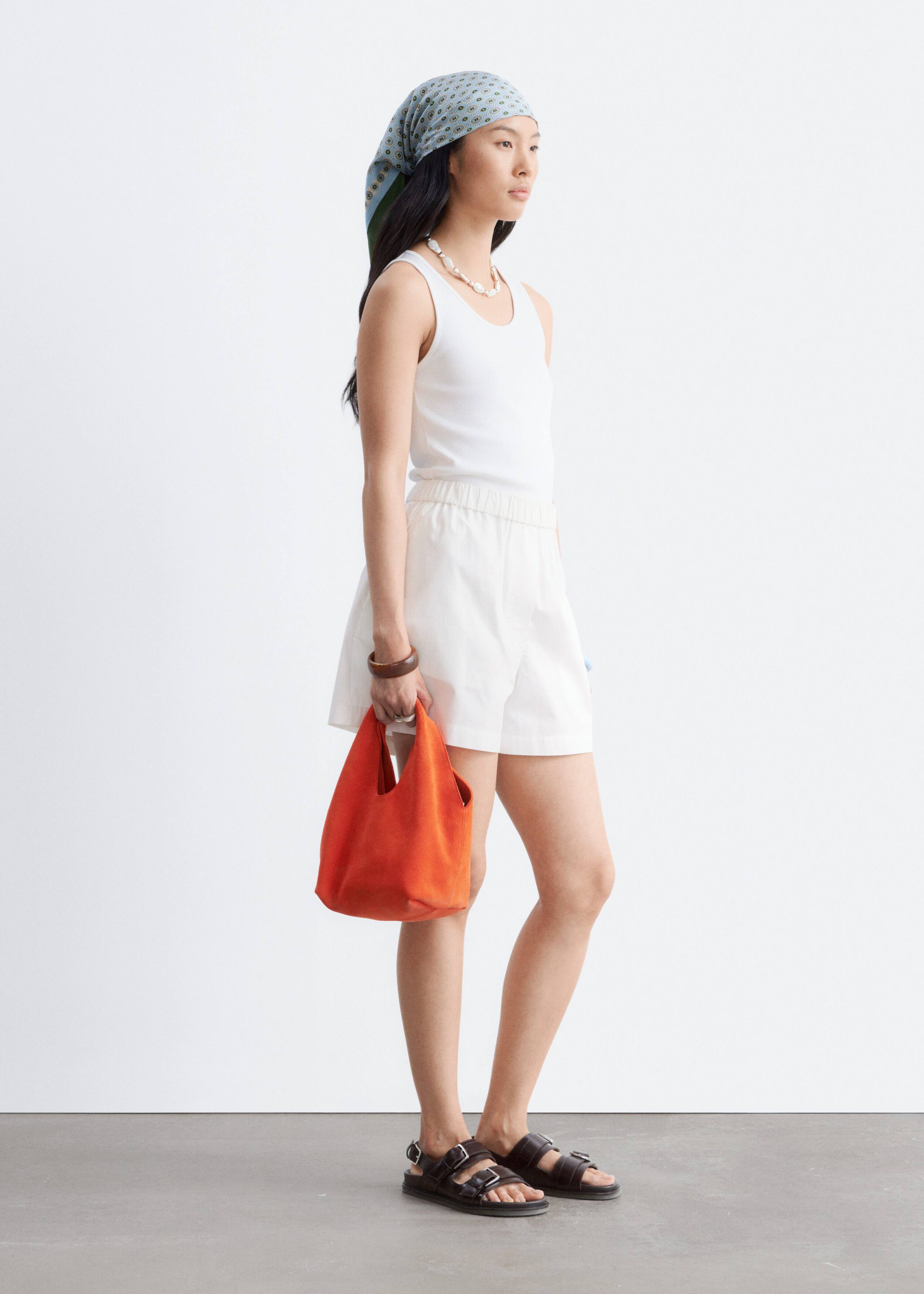 High-Waist Cotton Shorts - White - Lookbook