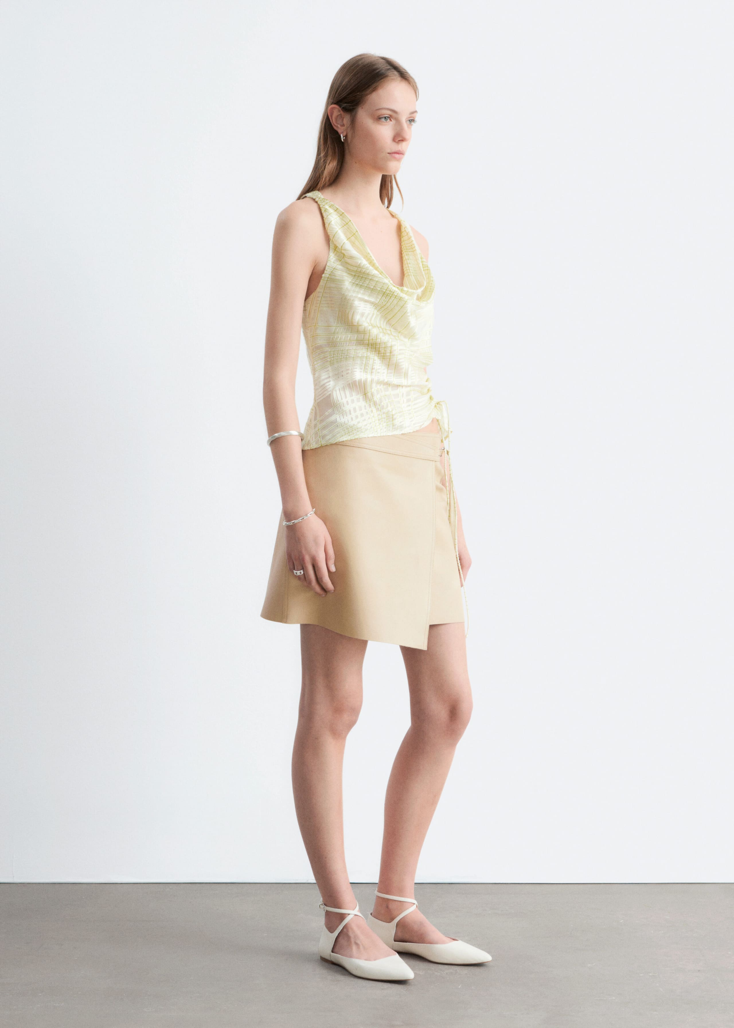 Image of Leather Wrap Mini Skirt