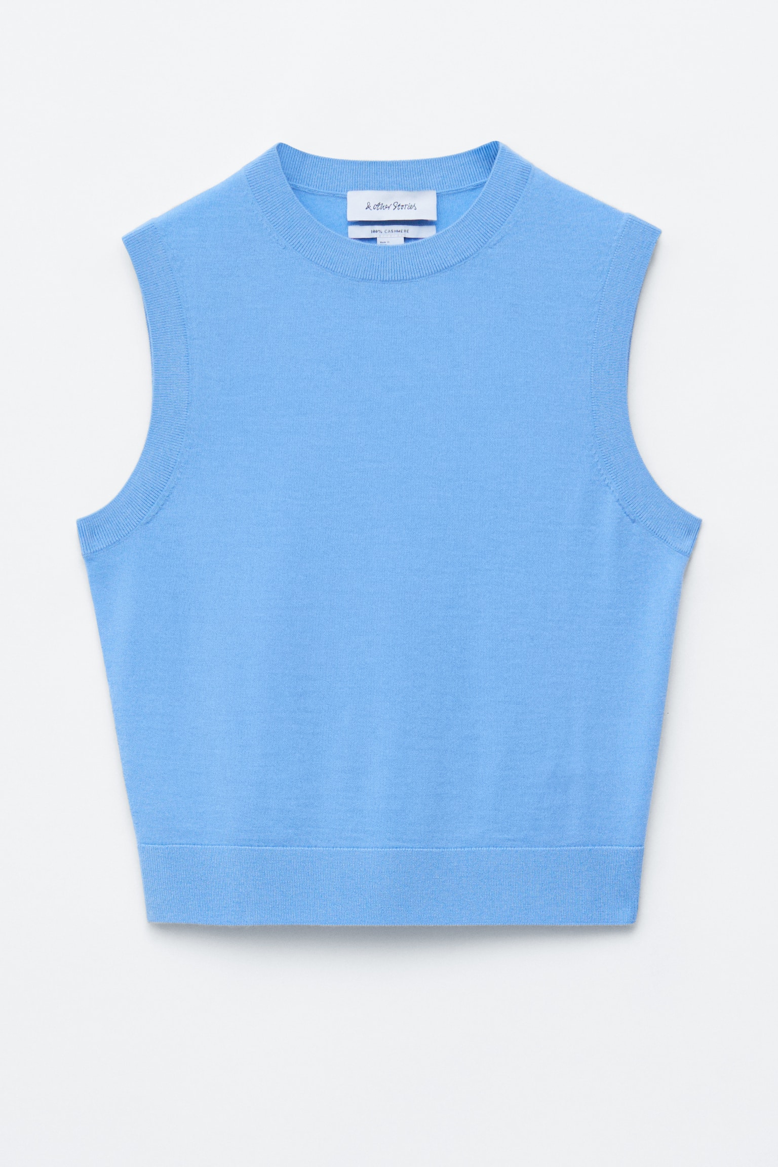 Sweatervest i kashmir - Himmelblå/Knaldrød/Kakigrøn - 1