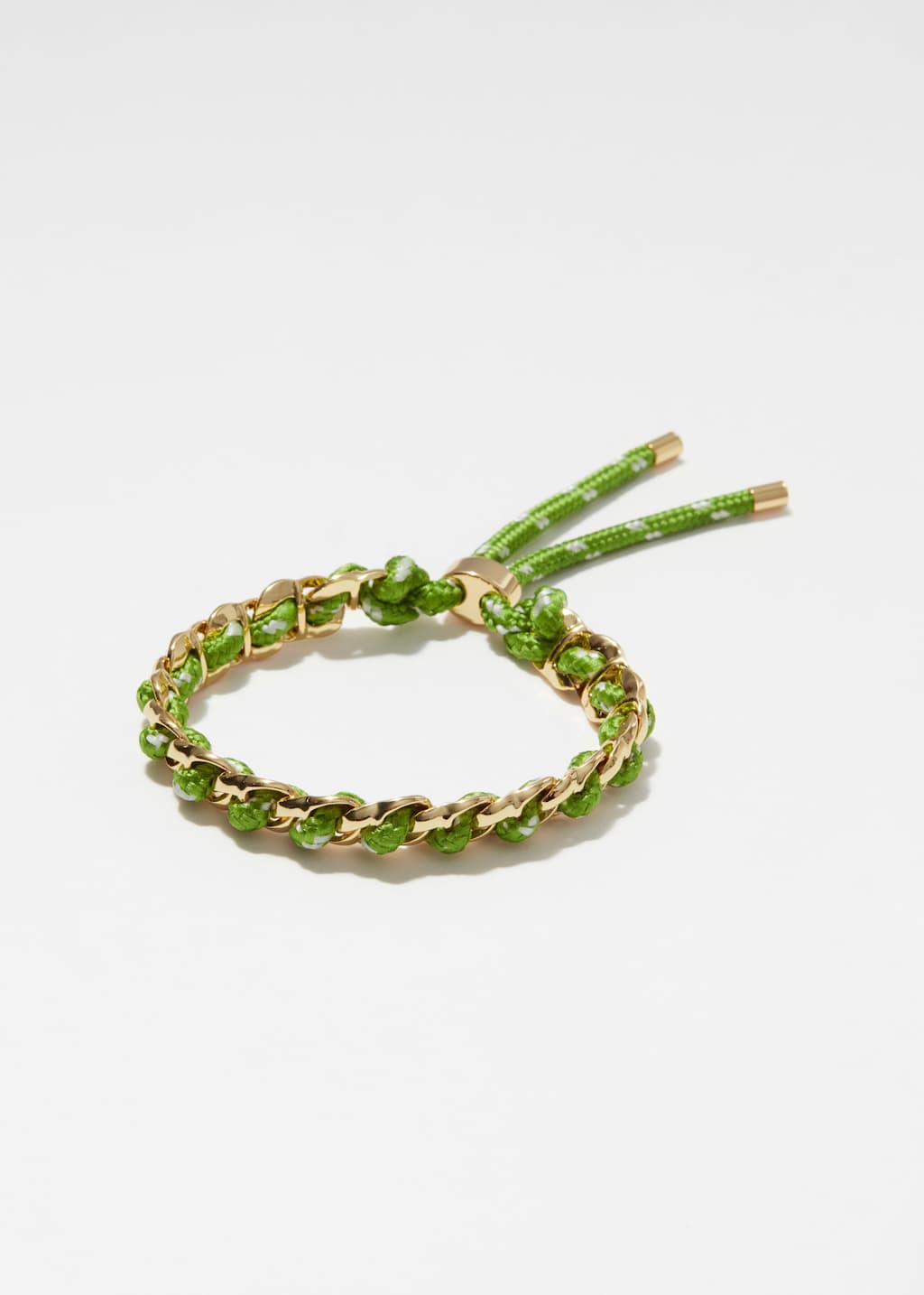 Image of Bracciale a catena intrecciato con cordino