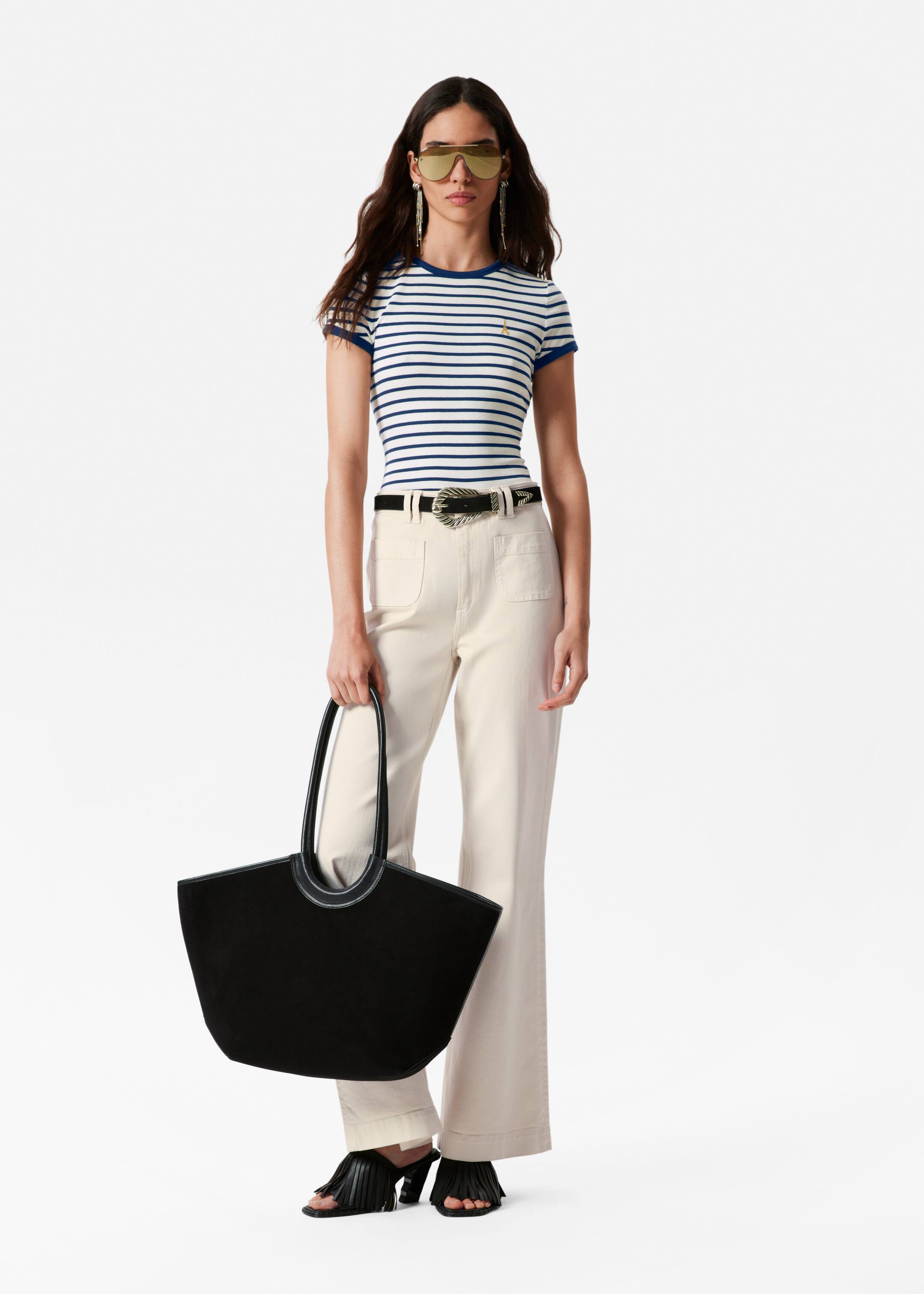 Größeres Bild anzeigen: T-Shirt mit Flügelärmeln - Blau gestreift - Ladies | H&M AT 3