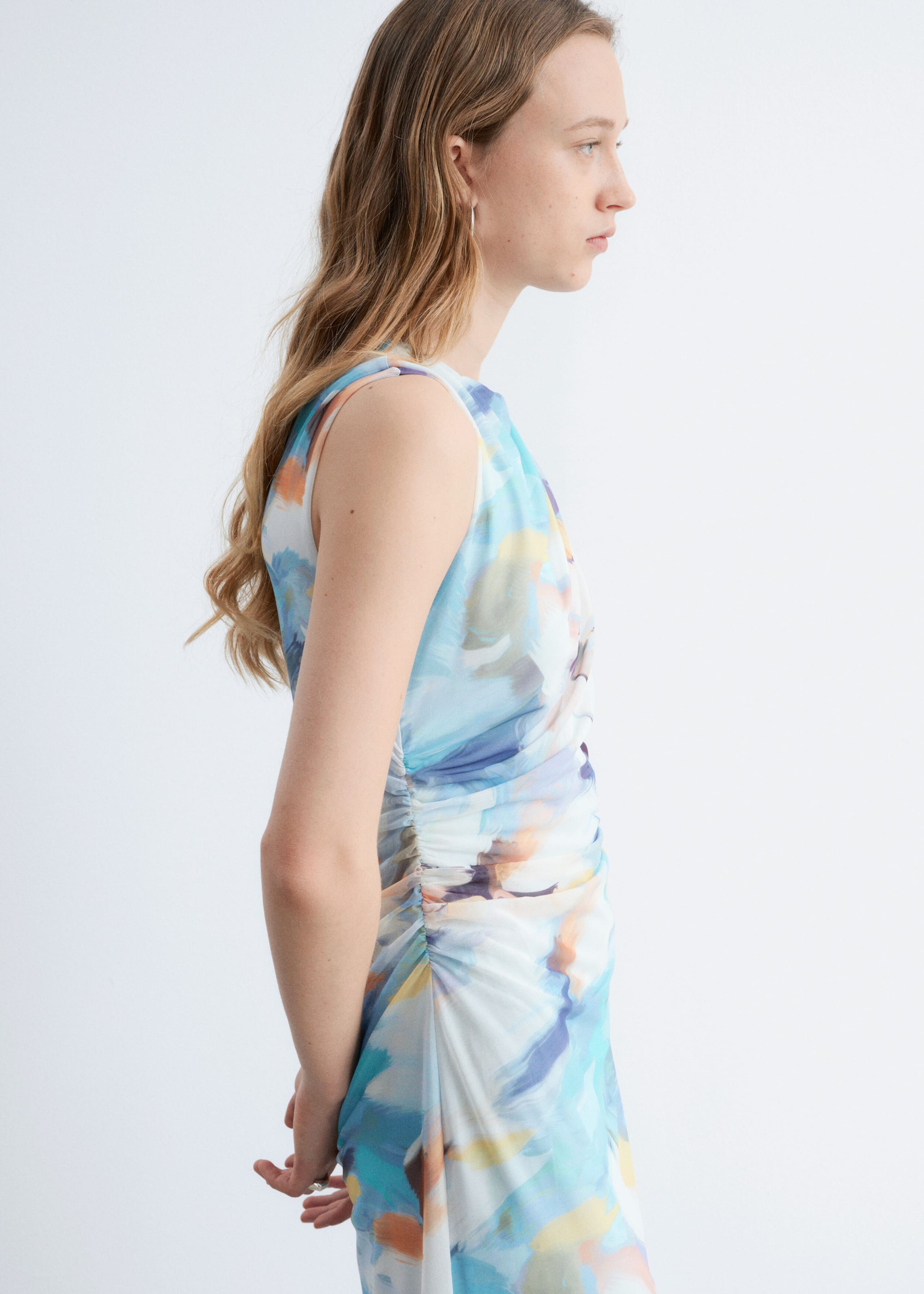 Image of Draped Sleeveless Midi Dress