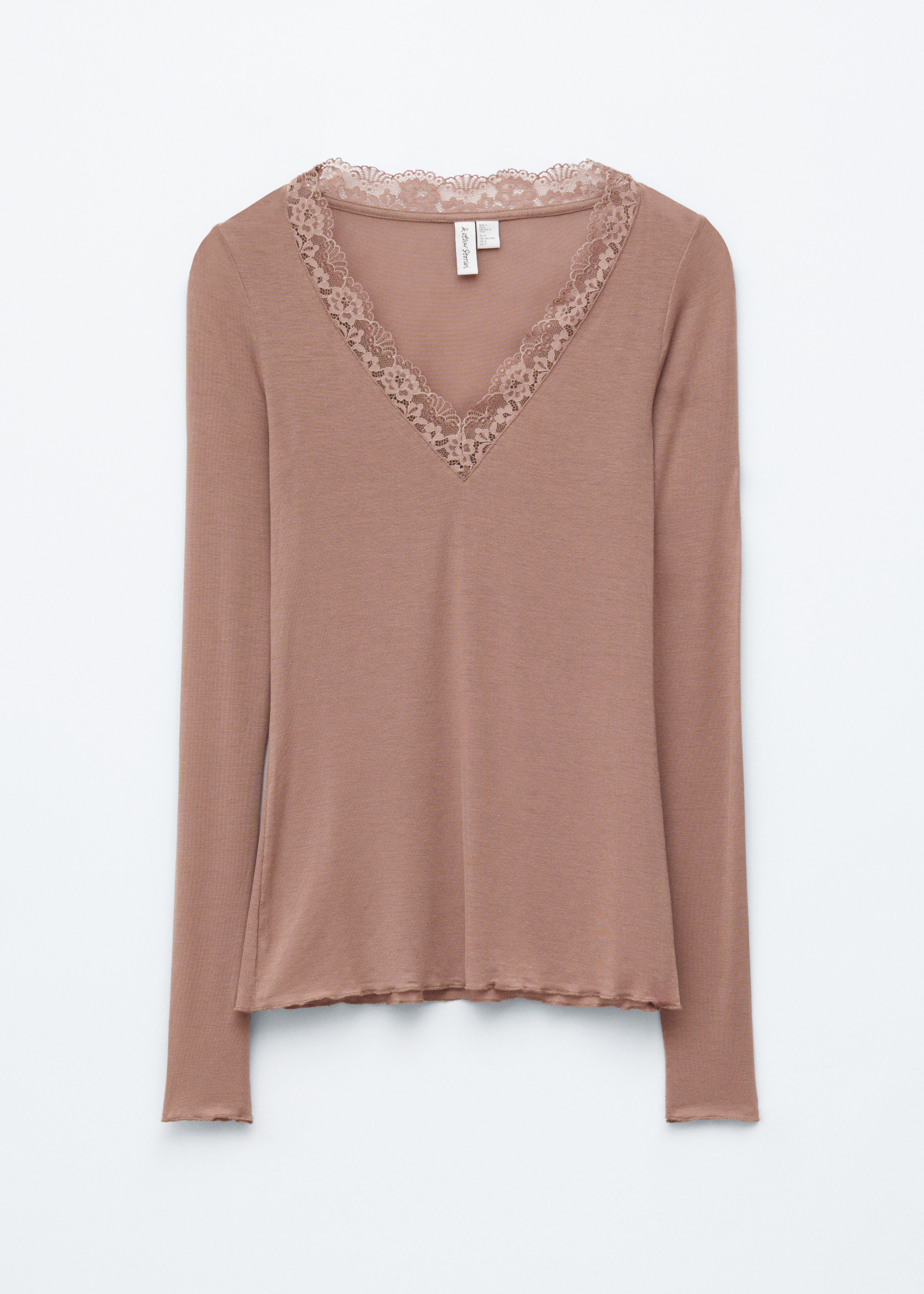 Lace-Trimmed V-Neck Top