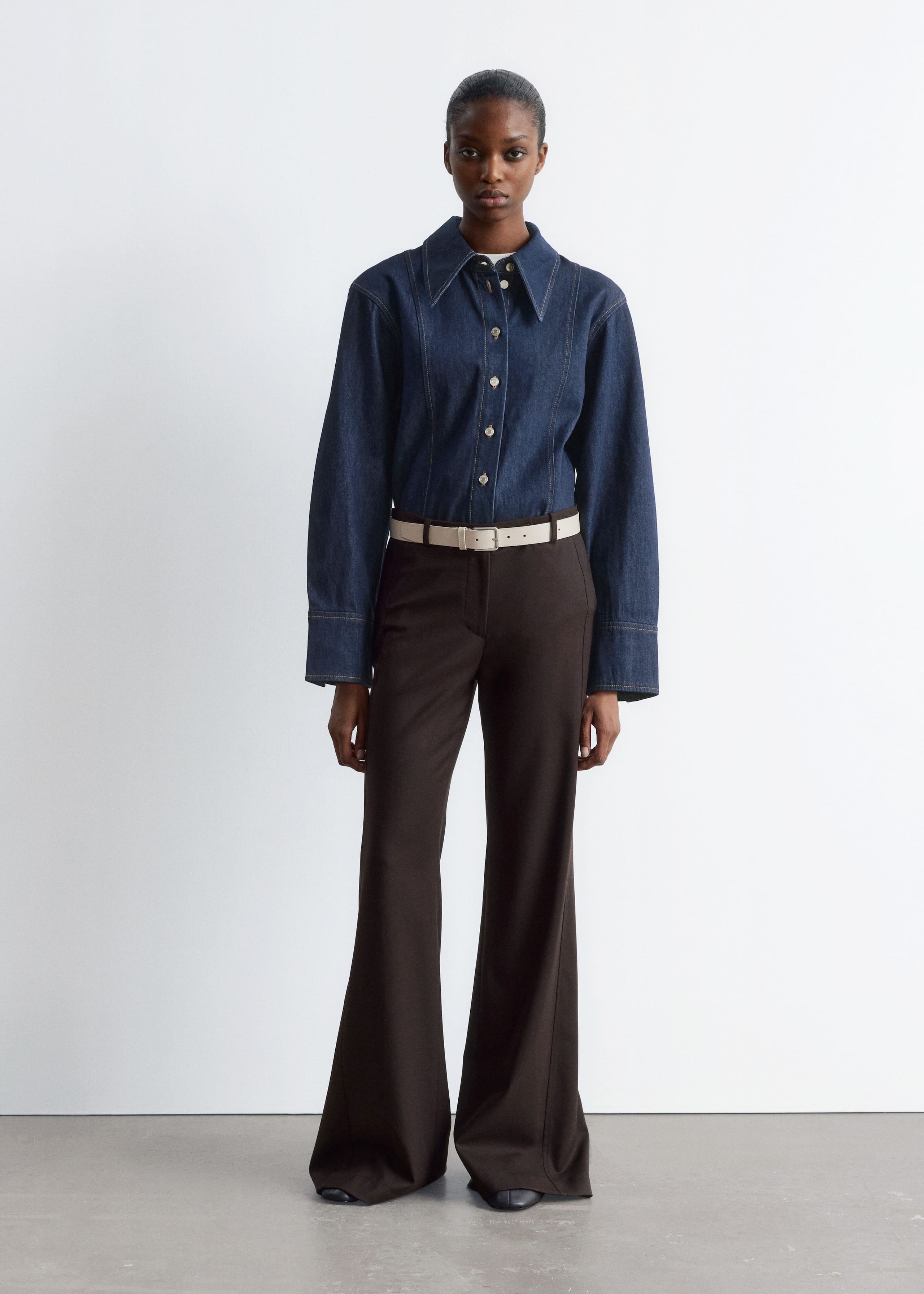 Image of Topstitched Denim Shirt