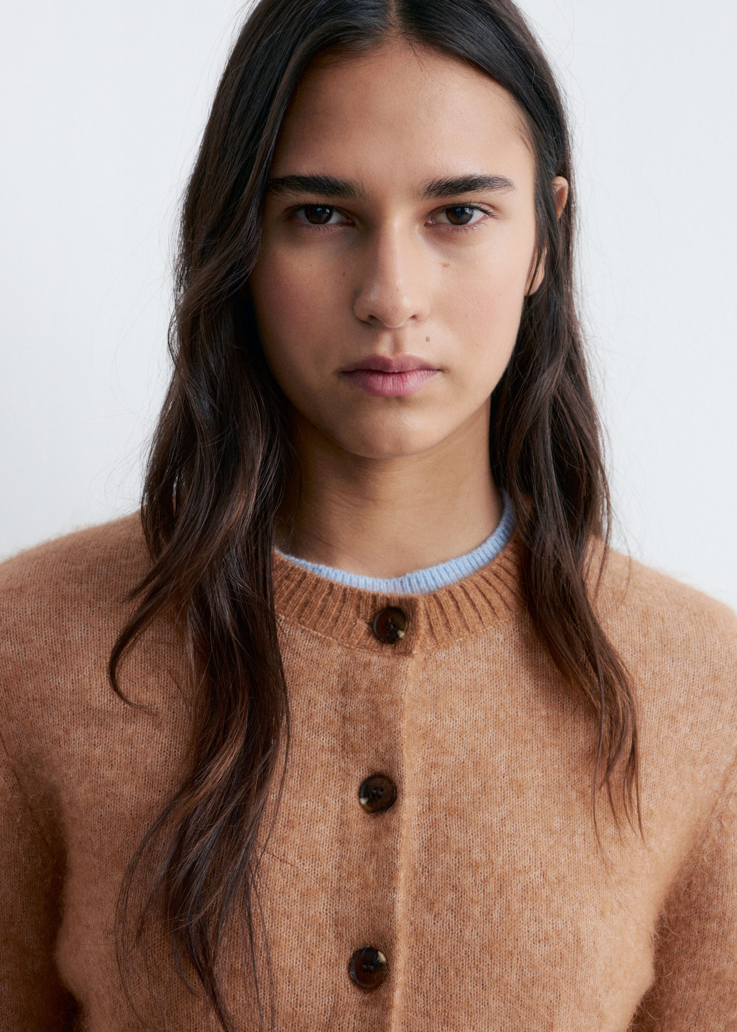 Mohair-Blend Brushed Cardigan - Peach - Lookbook