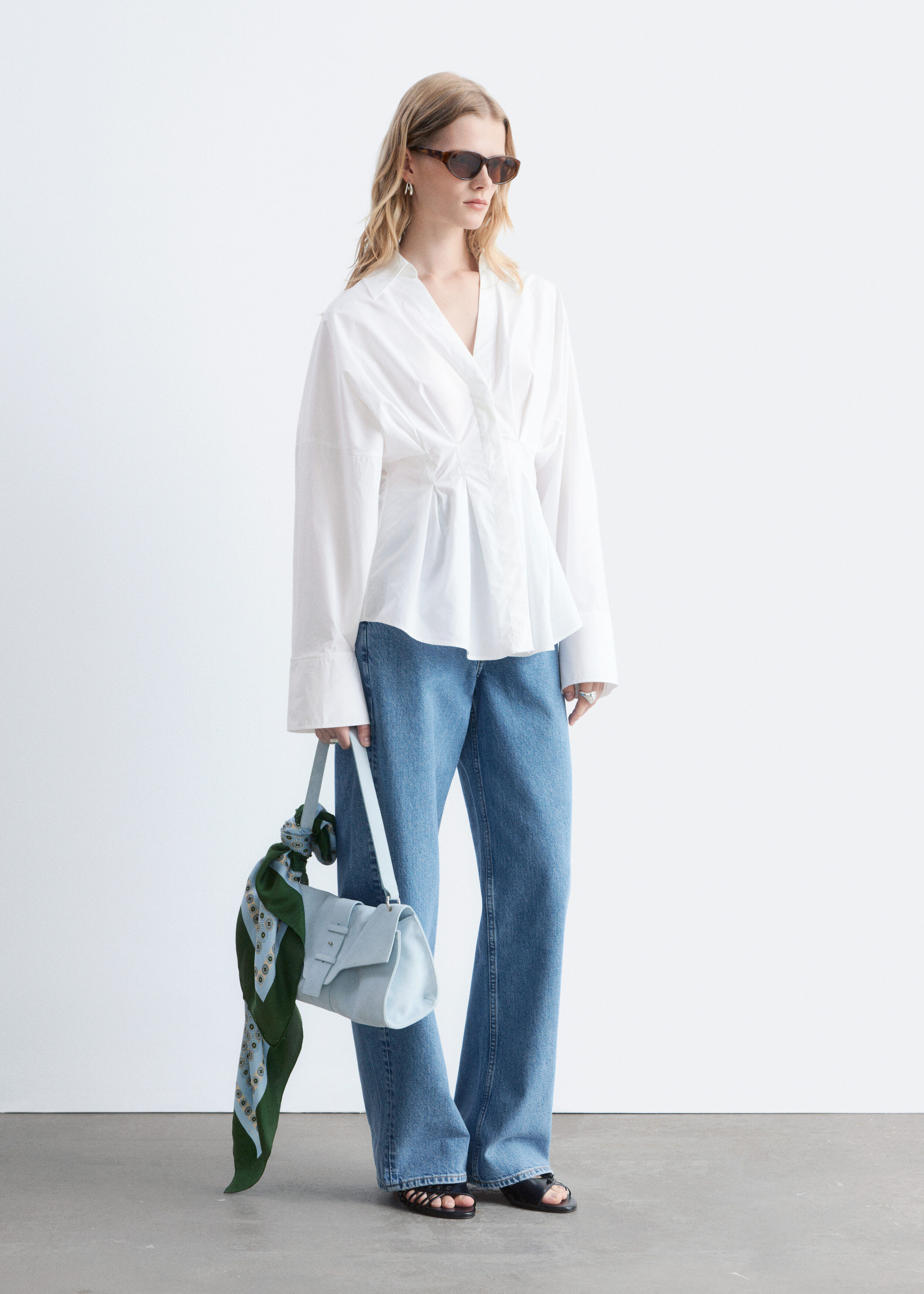 Volume-Sleeve Cotton Blouse - Lavender Grey - & Other Stories US