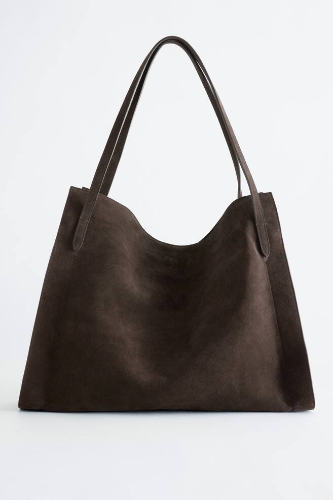 Soft Drape Open Tote - Dark Brown/Beige - 1