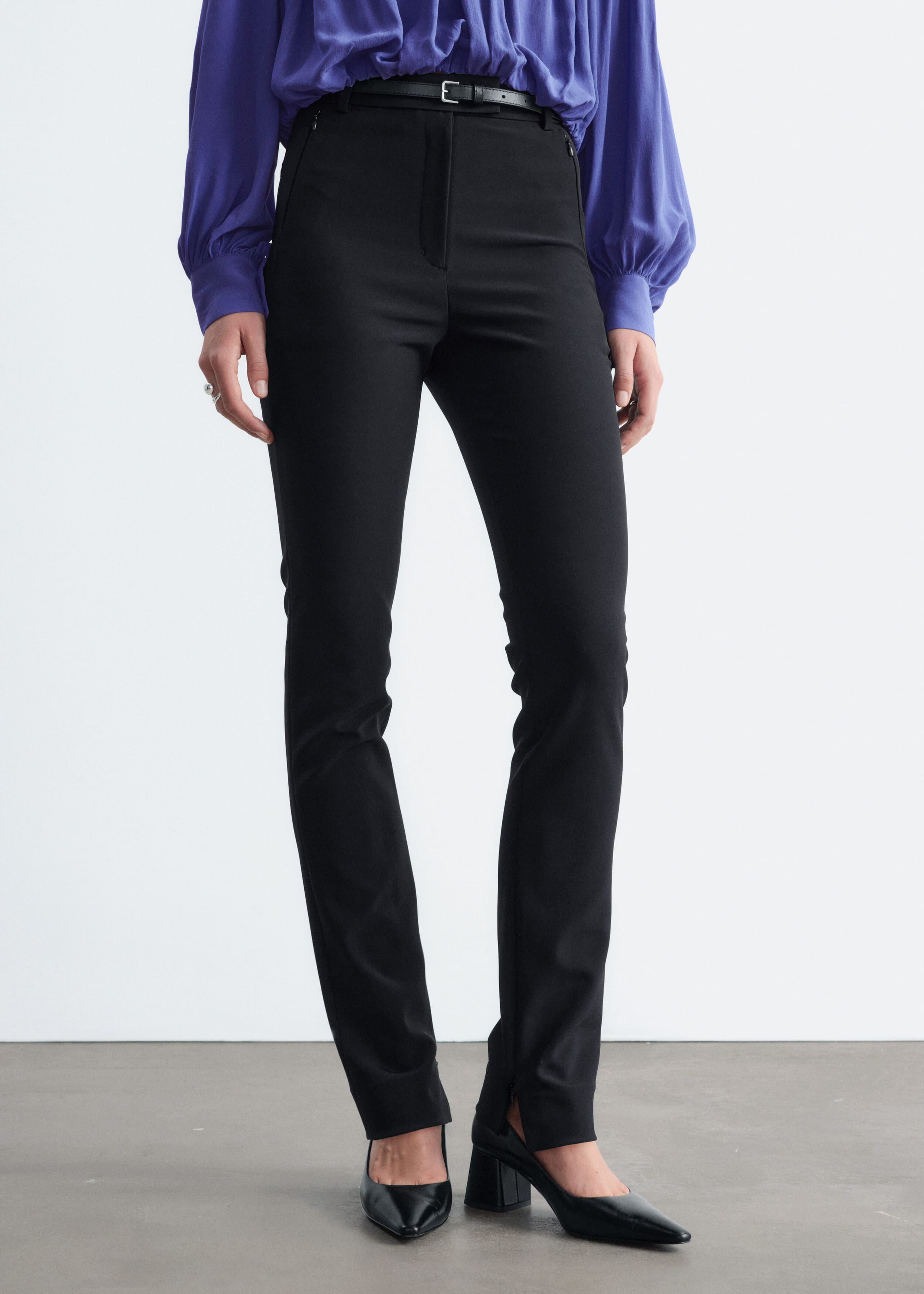 Zip Pocket Tailored Trousers - Black - Lookbook