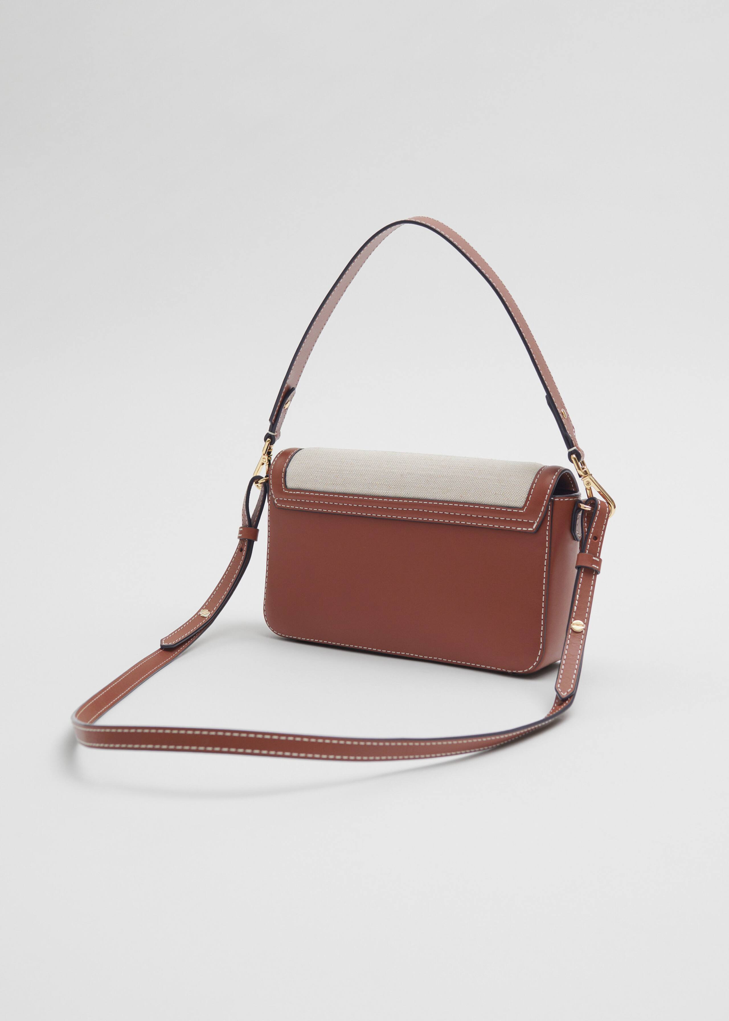 Borsa a tracolla in tela e pelle - Beige/Cognac - Natura morta