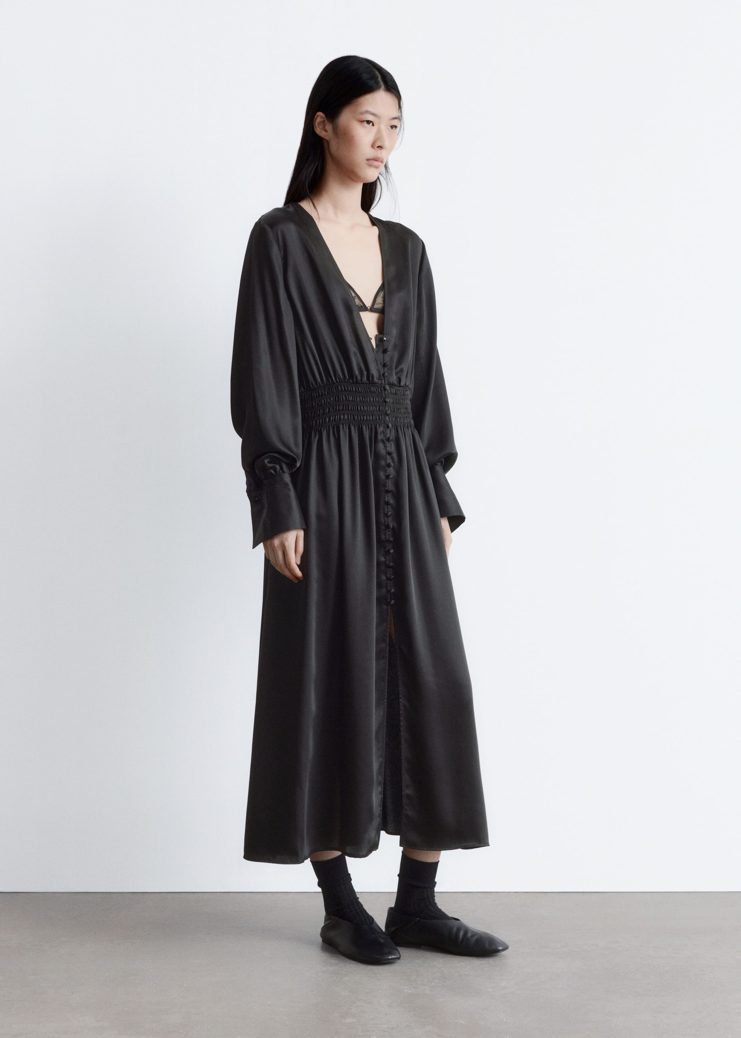 Image of Midi-Hemdblusenkleid aus Satin