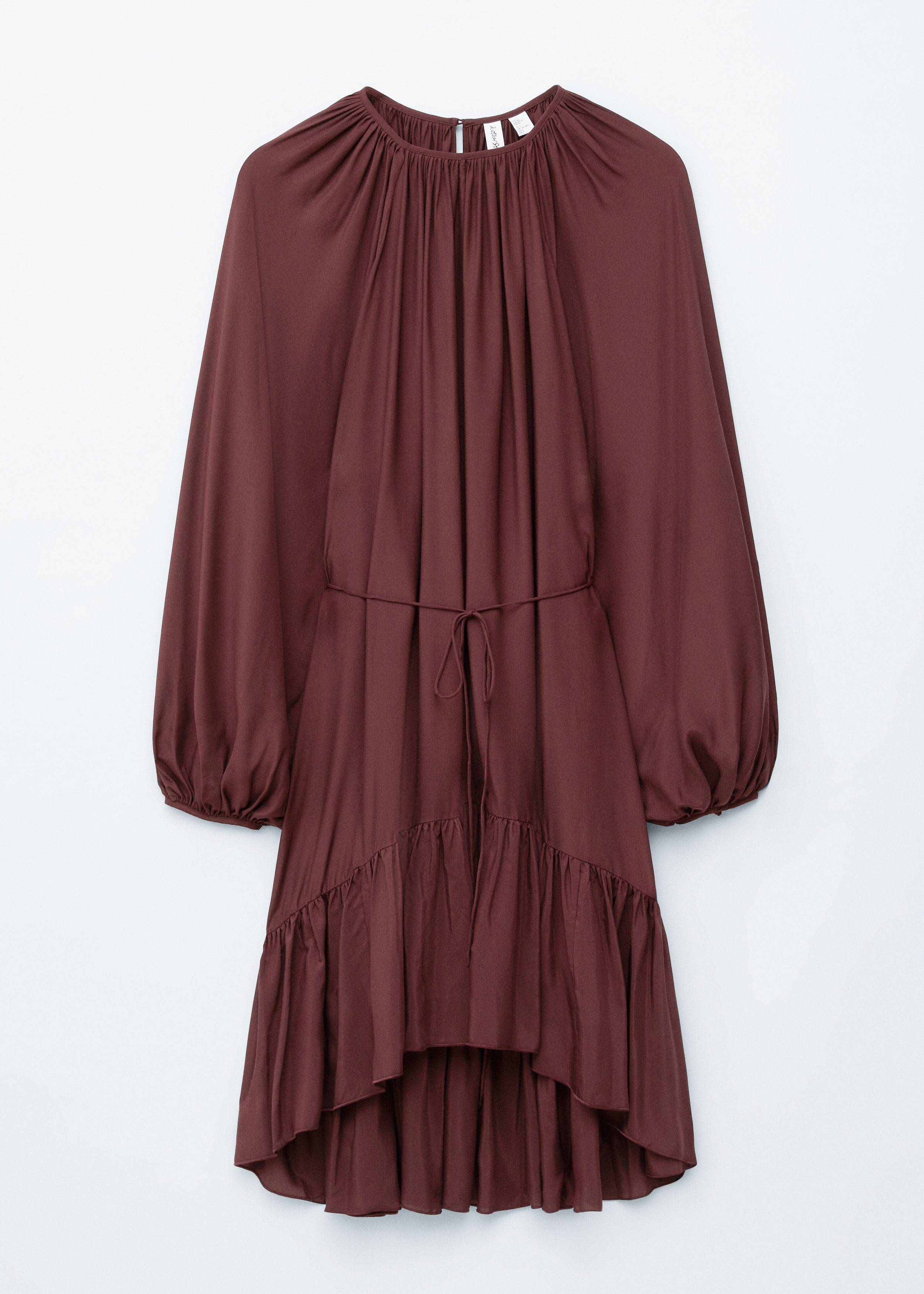 Flounced Balloon-Sleeve Mini Dress