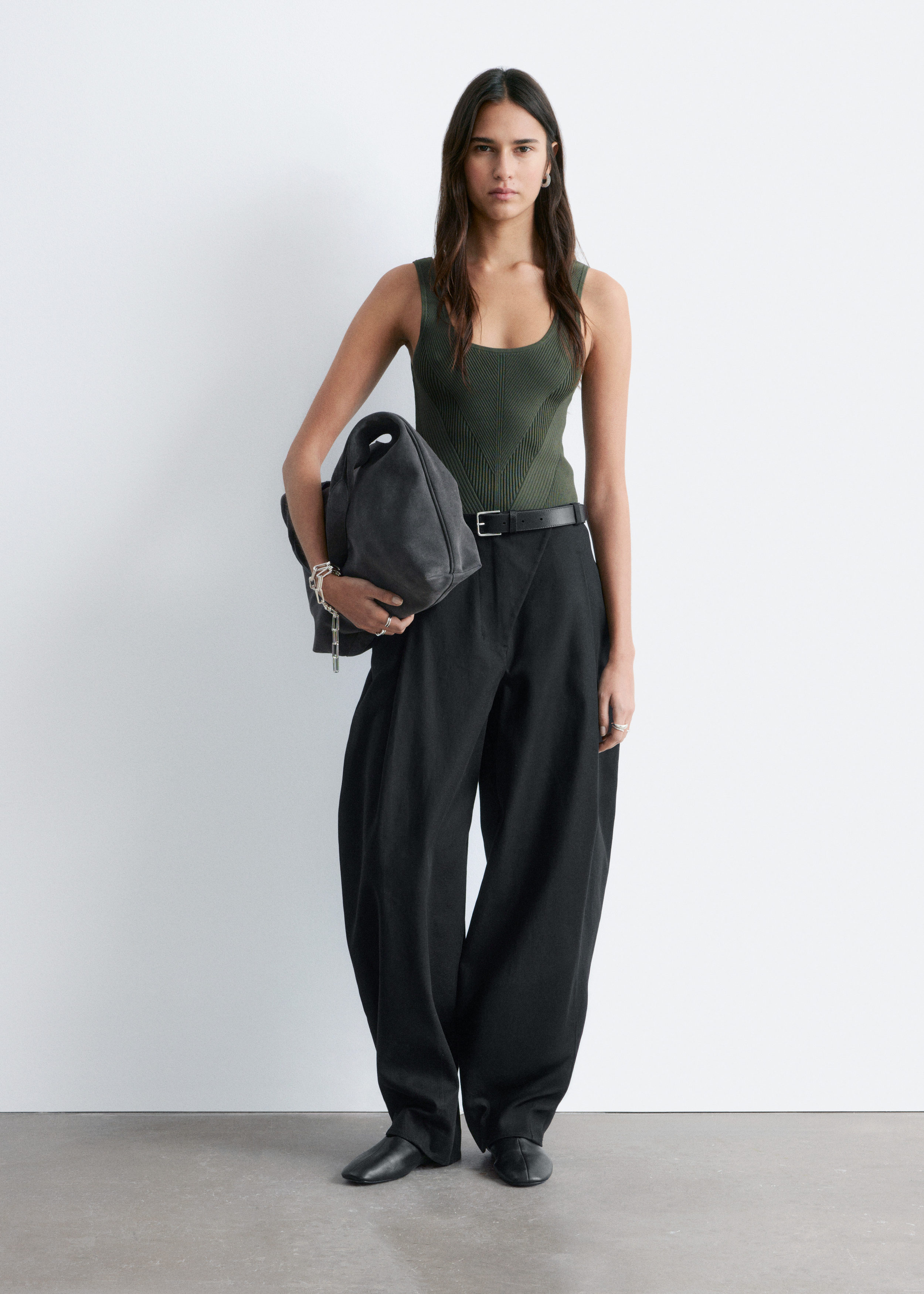 Knitted Tank Top - Dark Khaki Green - Tops - & Other Stories GB