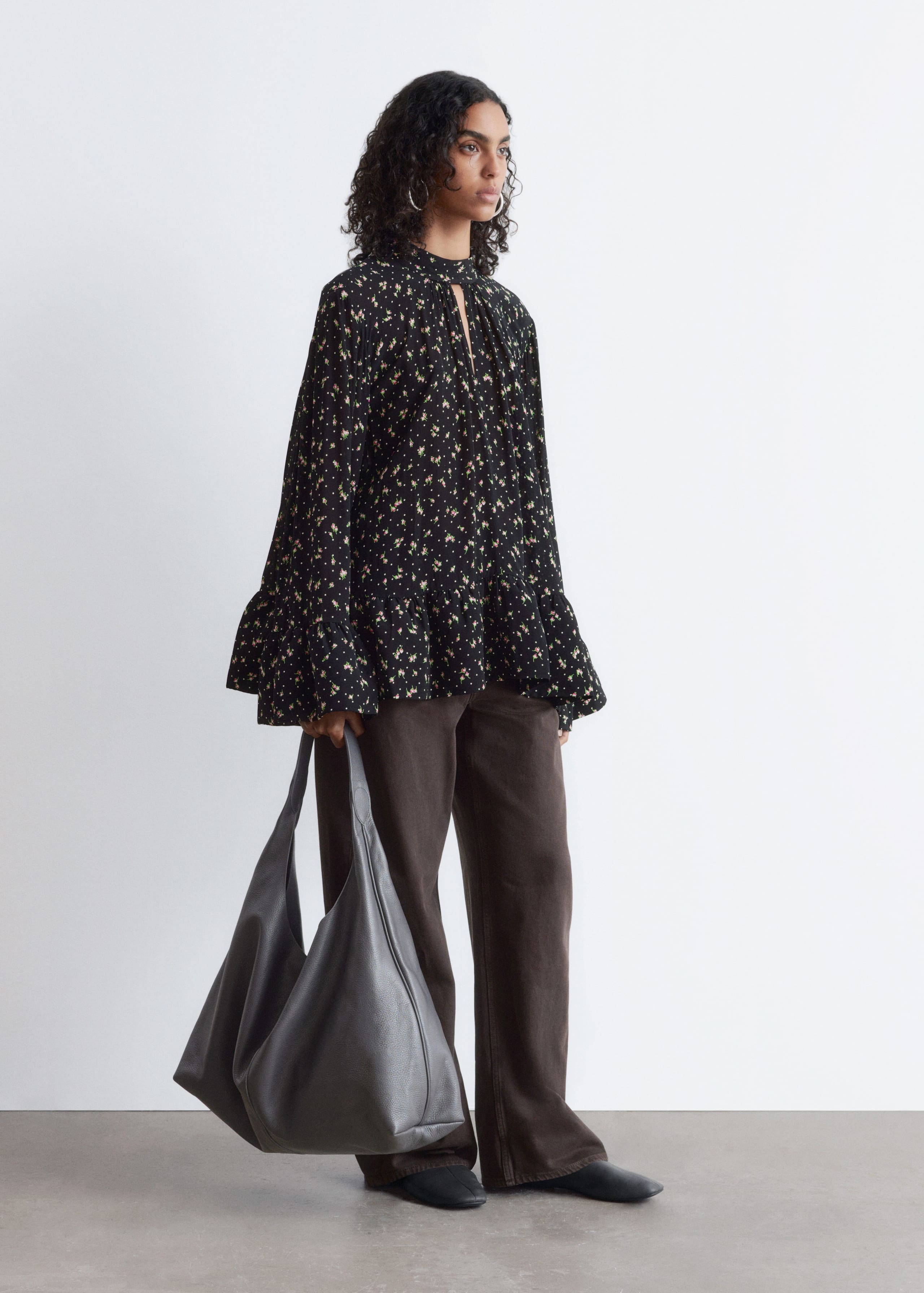 Image of Frilled Stand-Collar Blouse