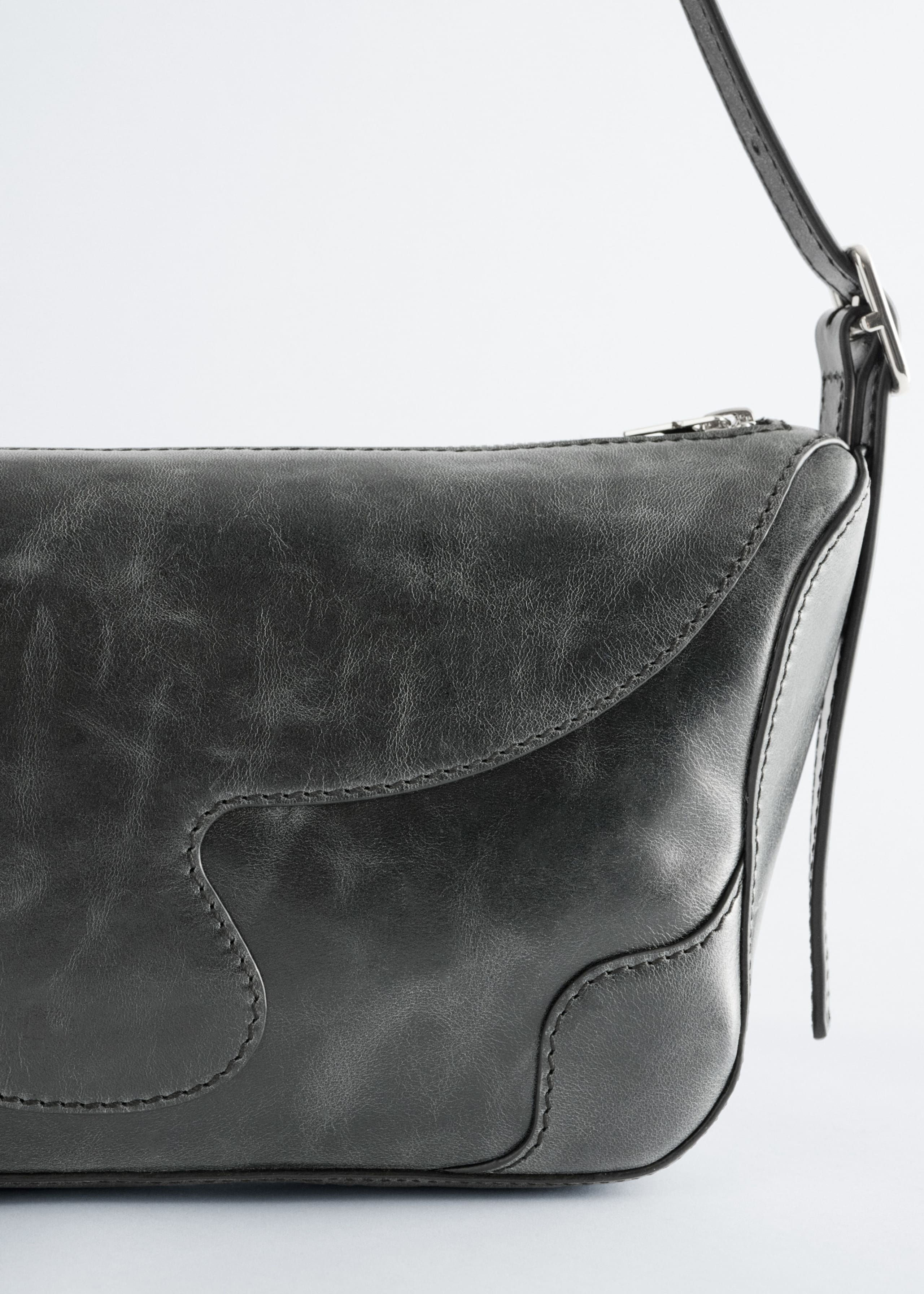 Rectangular Leather Crossbody Bag - Black Leather - Still Life