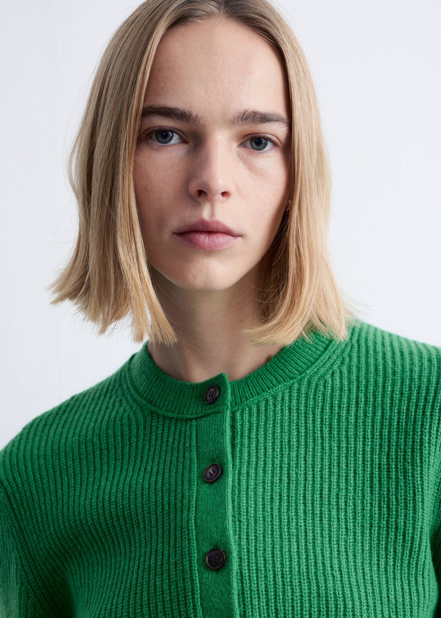 קרדיגן מתערובת צמר - ירוק/כחול/אפור מלנג' - 5