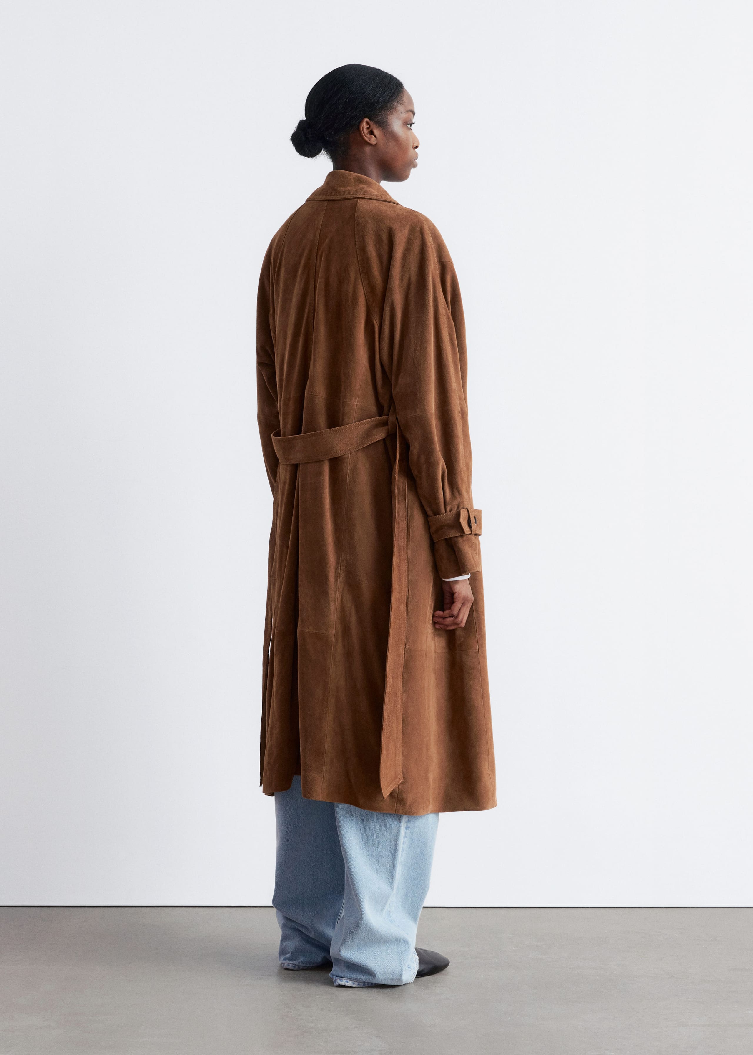 Maxigabardina de ante - Marrón - Lookbook