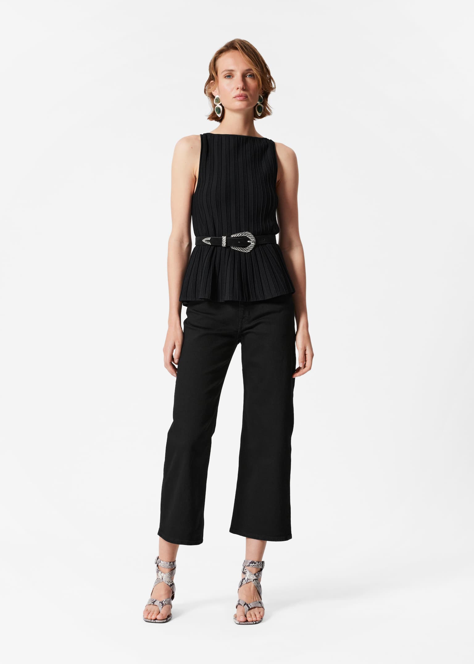 Haut côtelé à basque - Noir/Couleur crème - 5