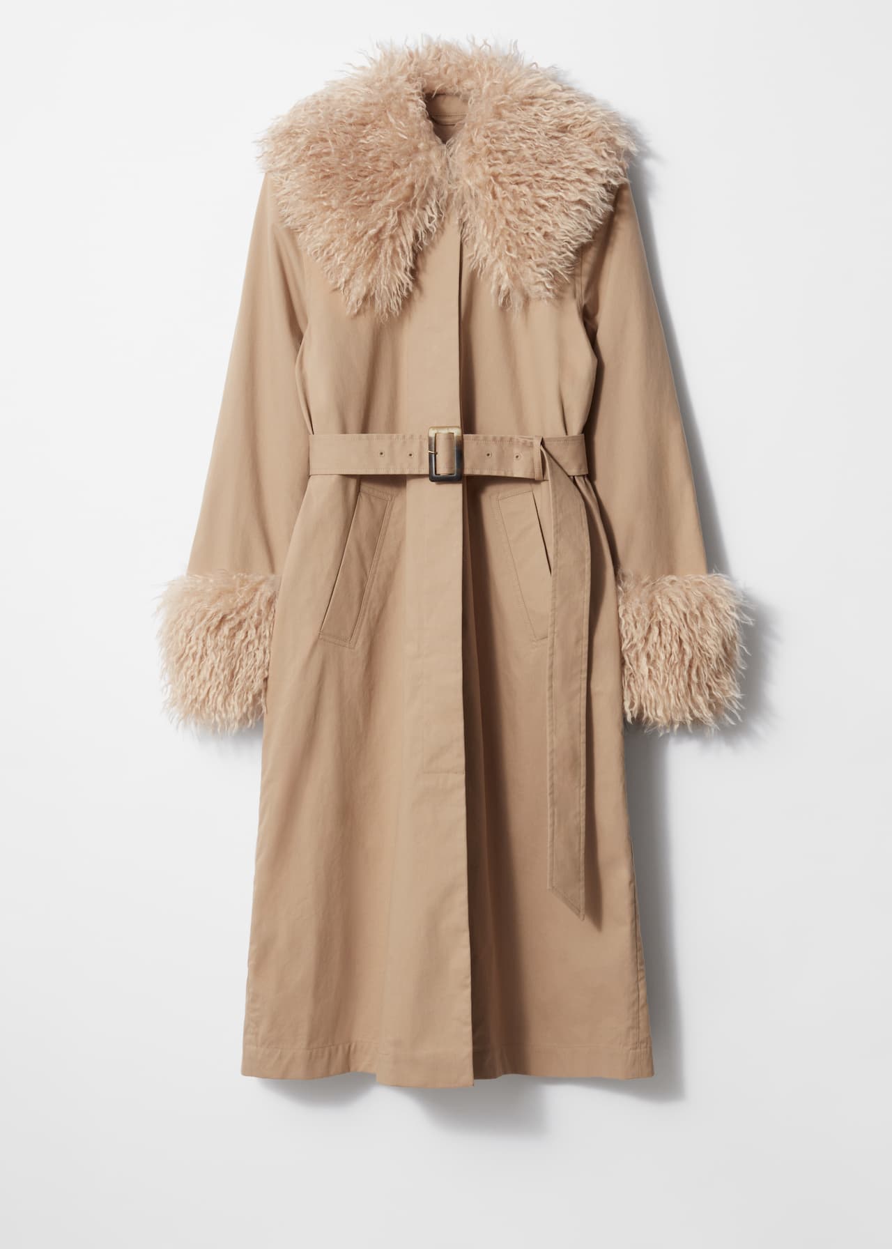 Manteau à col en fourrure synthétique Beige FEMME H&M BE