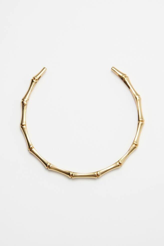 Bamboo-Look Choker Necklace - Gold - 1