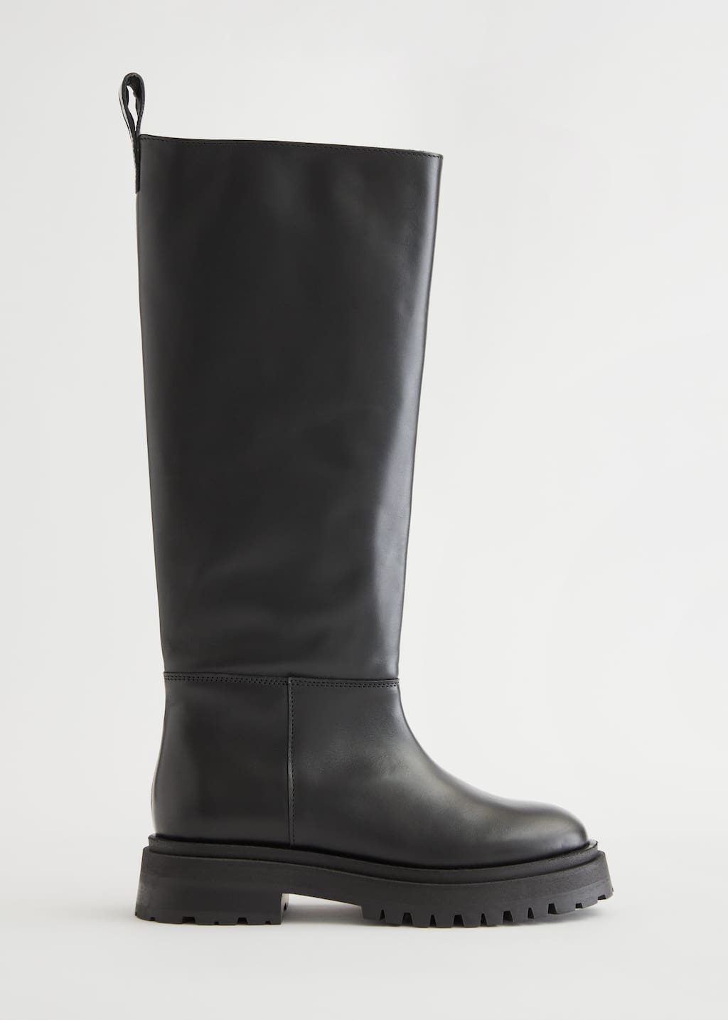 Bottes hautes en cuir à semelle épaisse - Noir - Still Life