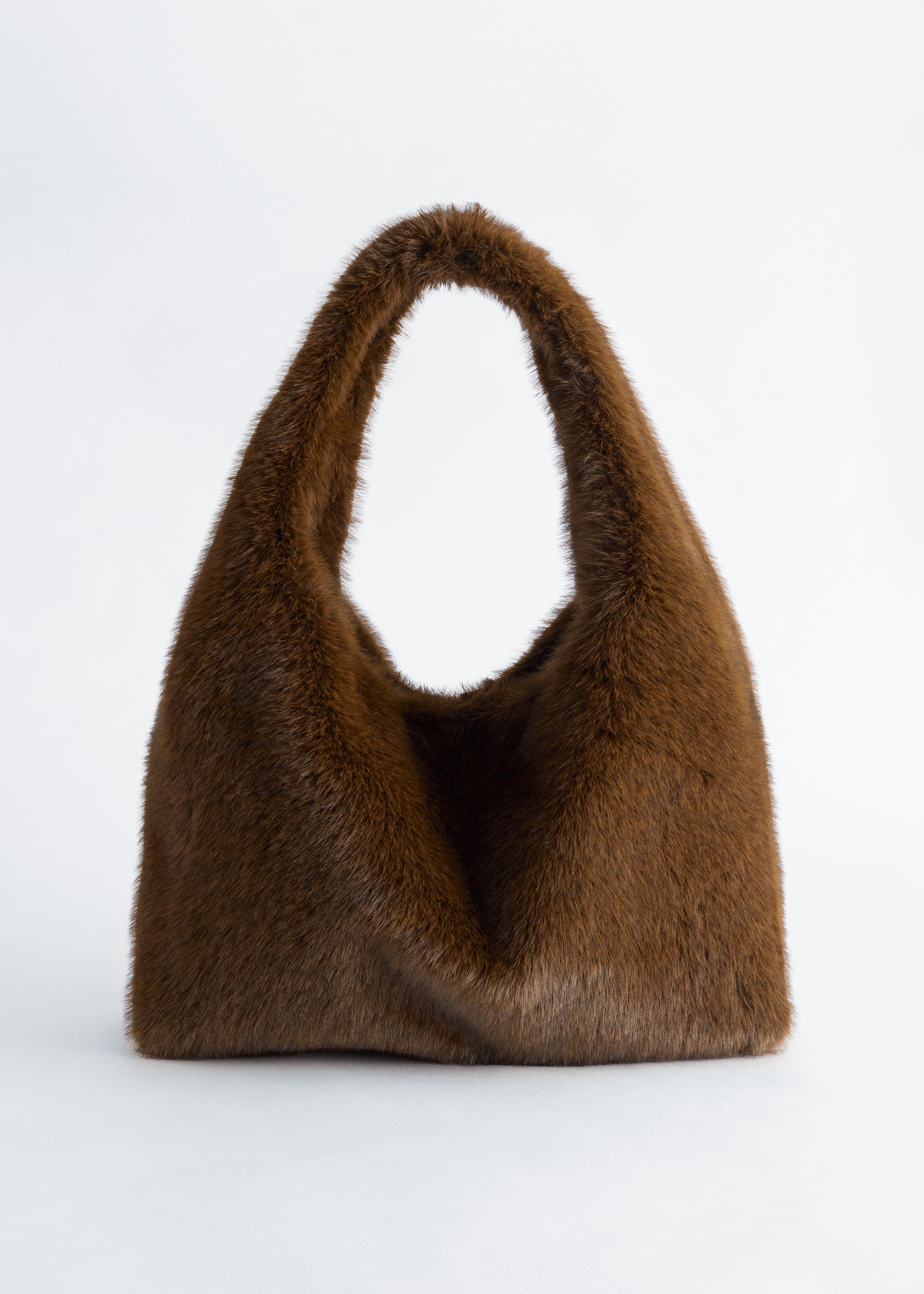 Faux Fur Shoulder Bag - Brown