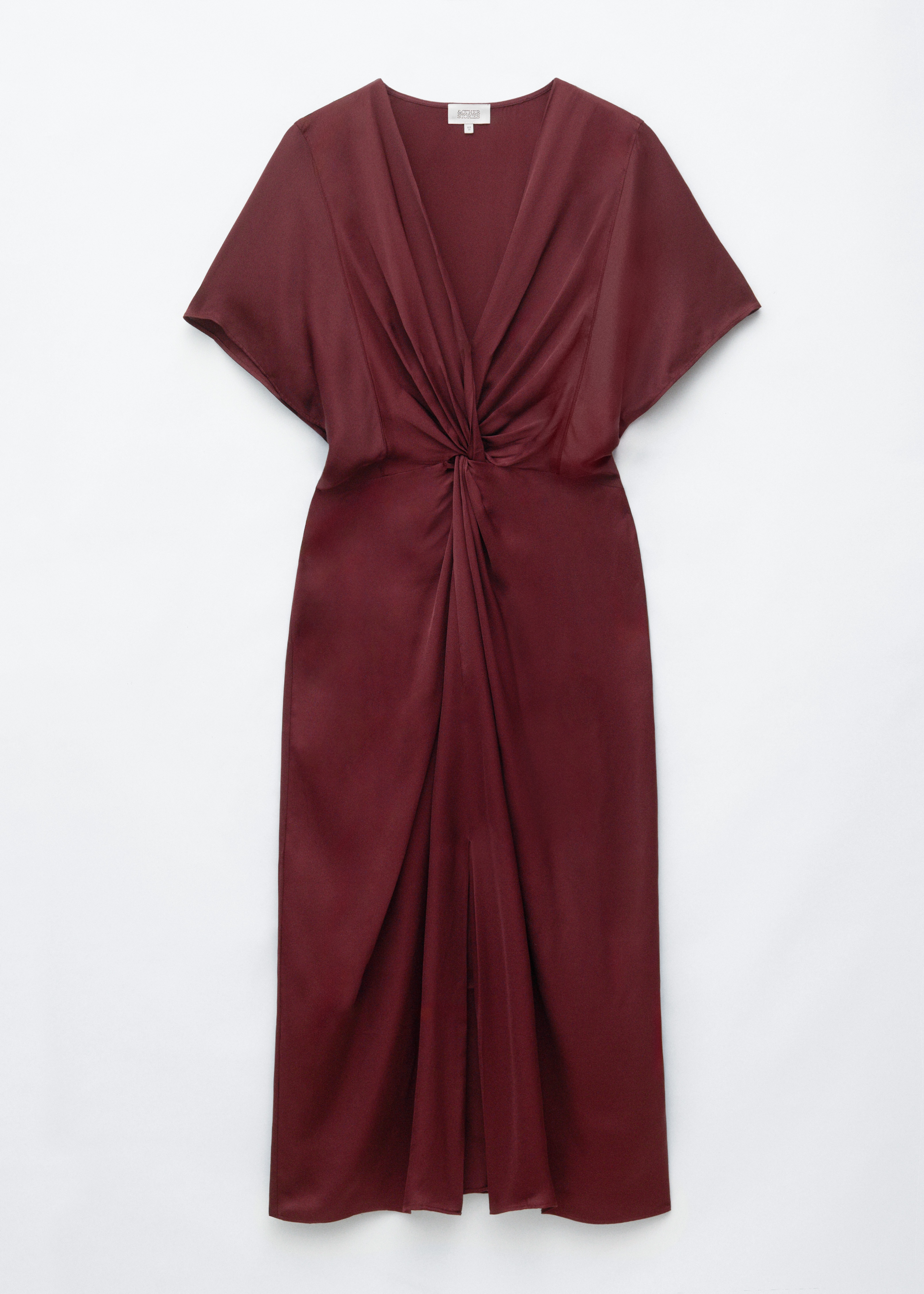 Twist-Waist Midi Dress - Donkerrood