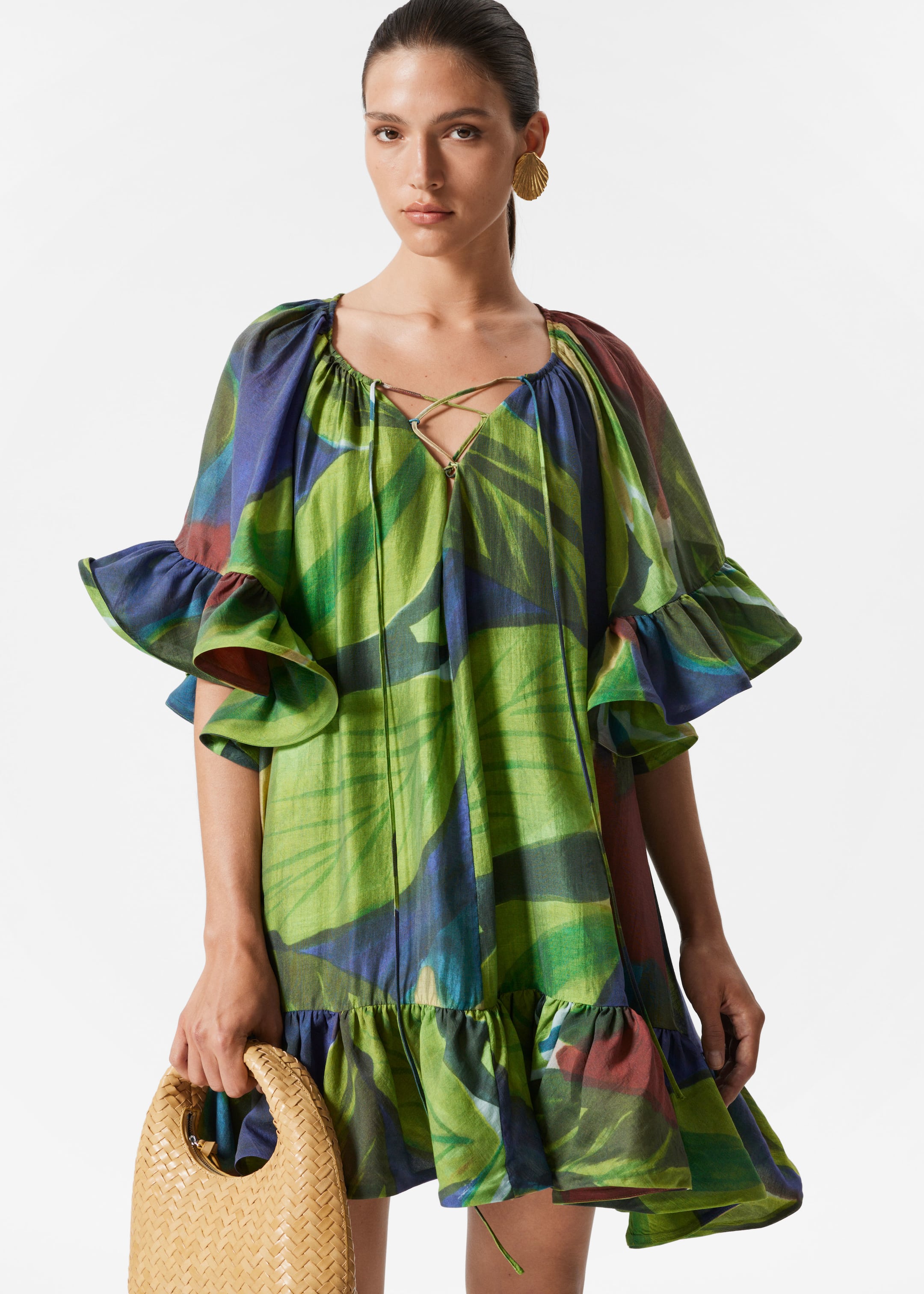Zobraziť väčší obrázok: Mini šaty s volánmi - Zelená potlač - ŽENY | H&M SK 2